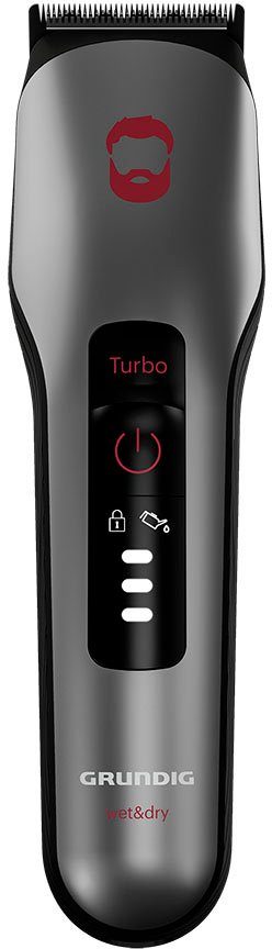Grundig Haar- und Bartschneider ProClub MC 8030, Bart- & Haarschneider mit BeardCare Sensor & Titan-Klingen grau|rot