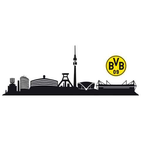 Wall-Art Wandtattoo BVB Skyline mit Logo Fußball Sticker, selbstklebend, entfernbar