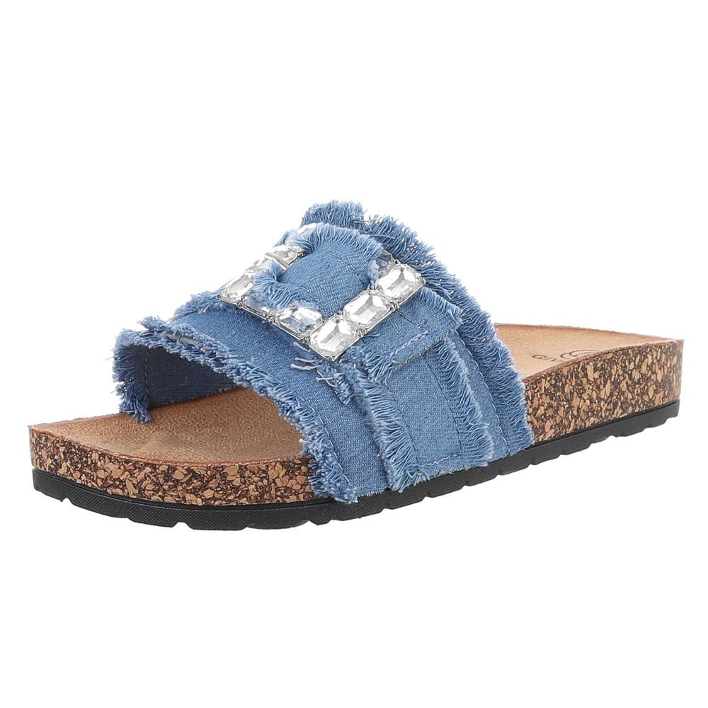 Ital-Design Komfortable Slides für Freizeit & Strand - Hohe Bequemlichkeit Pantolette (89319135) Flach Pantoletten in Blau