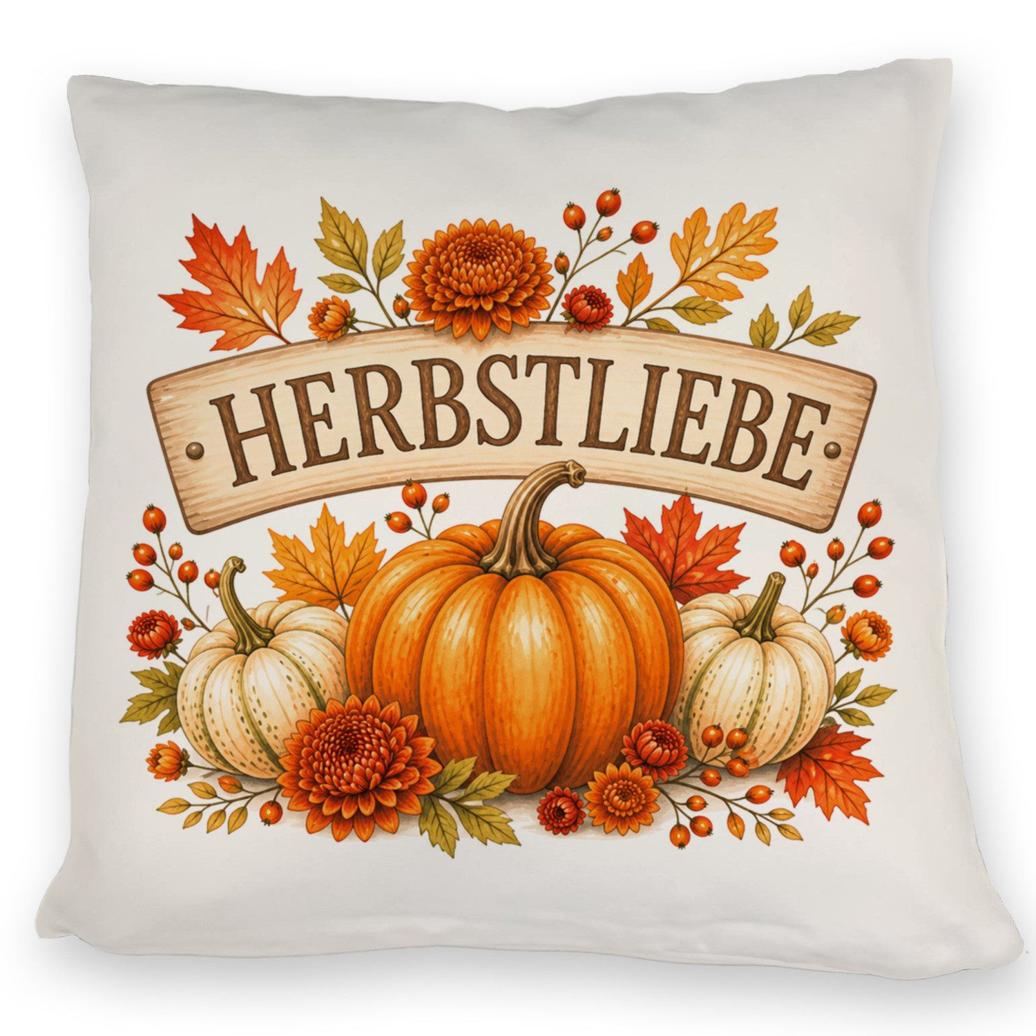 speecheese Dekokissen Kissen Herbstliebe Sofakissen mit Herbstblumen Dekokissen Spruch: für