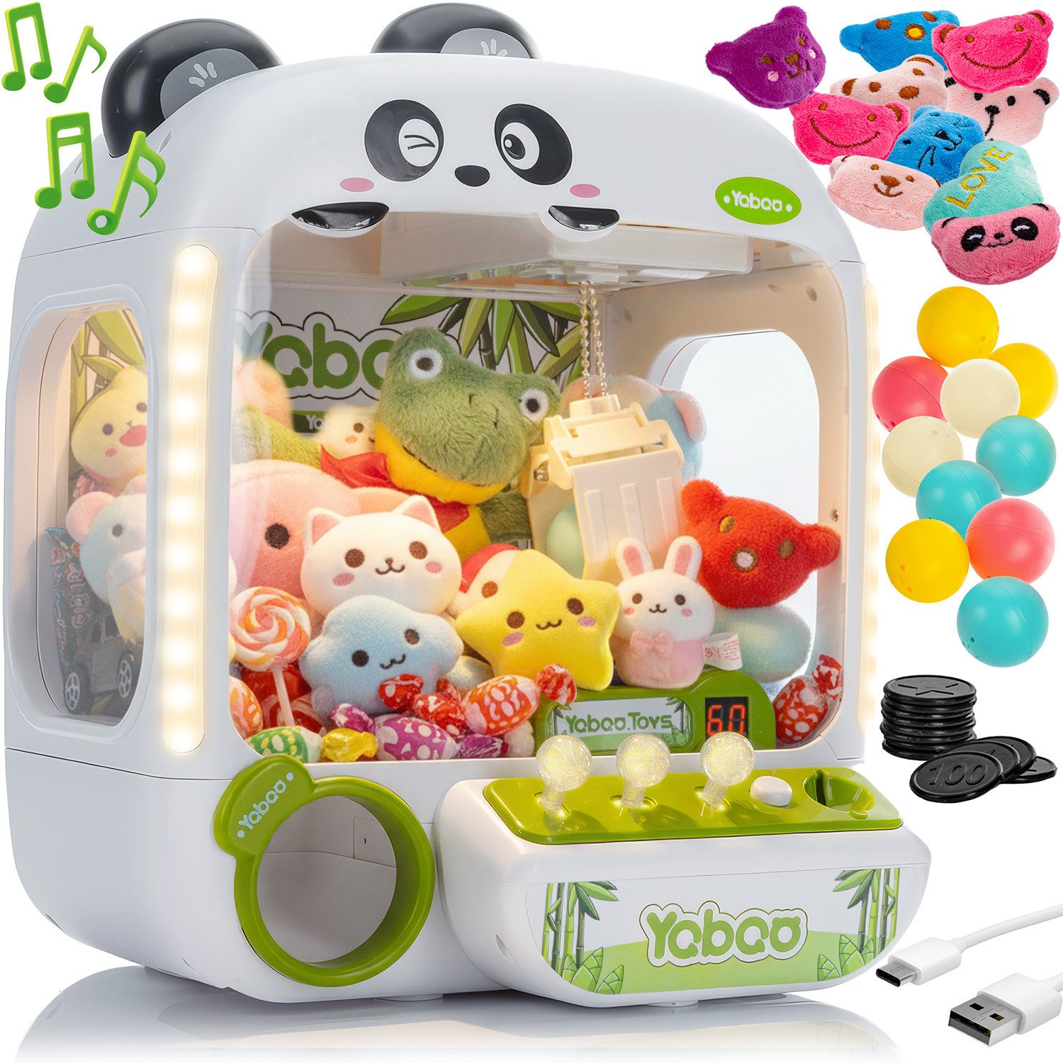 Goods+Gadgets Greifautomat Candy Grabber, Arcade-Spiel, Spielautomat mit 10 Mini Stofftiere