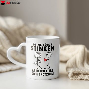 22Feels Tasse Deine Fürze Stinken Frauen Geschenk Jahrestag Valentinstag Hochzeitsta, Keramik, Made In Germany, Spülmaschinenfest, Herzhenkel