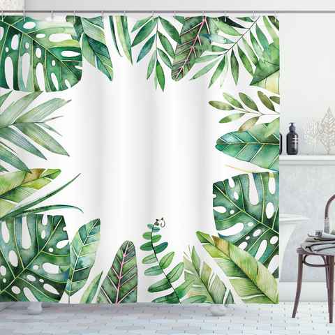 Abakuhaus Duschvorhang Moderner Digitaldruck mit 12 Haken auf Stoff Wasser Resistent Breite 175 cm, Höhe 180 cm, Pflanze Jungle Themed Bild