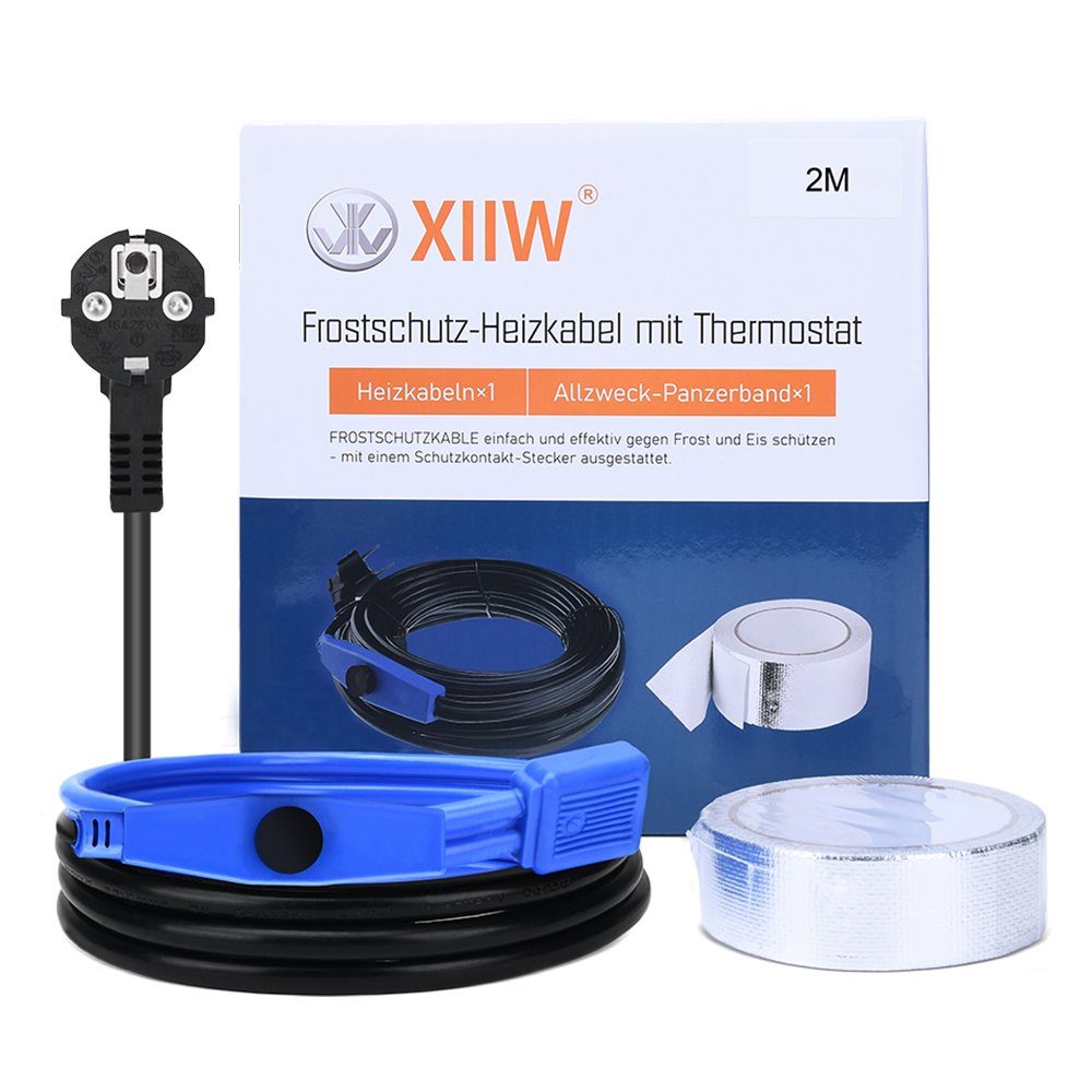 XIIW Thermostat für mit Heizleitung Wasserdicht Heizkabel (2 Frostschutz 16W/M cm), Rohrbegleitheizung, 2-18M, Wasserleitung 230V Begleitheizung