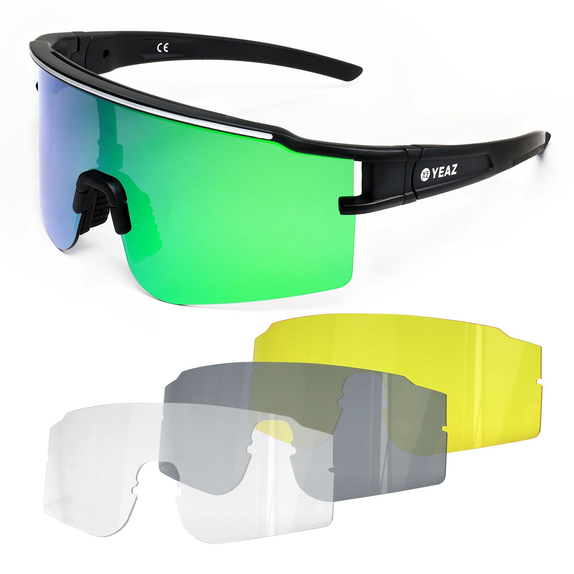 YEAZ Sportbrille SUNTHRILL SET sport-sonnenbrille weiß/blau, Sport-Sonnenbrille mit magnetischem Glaswechselsystem