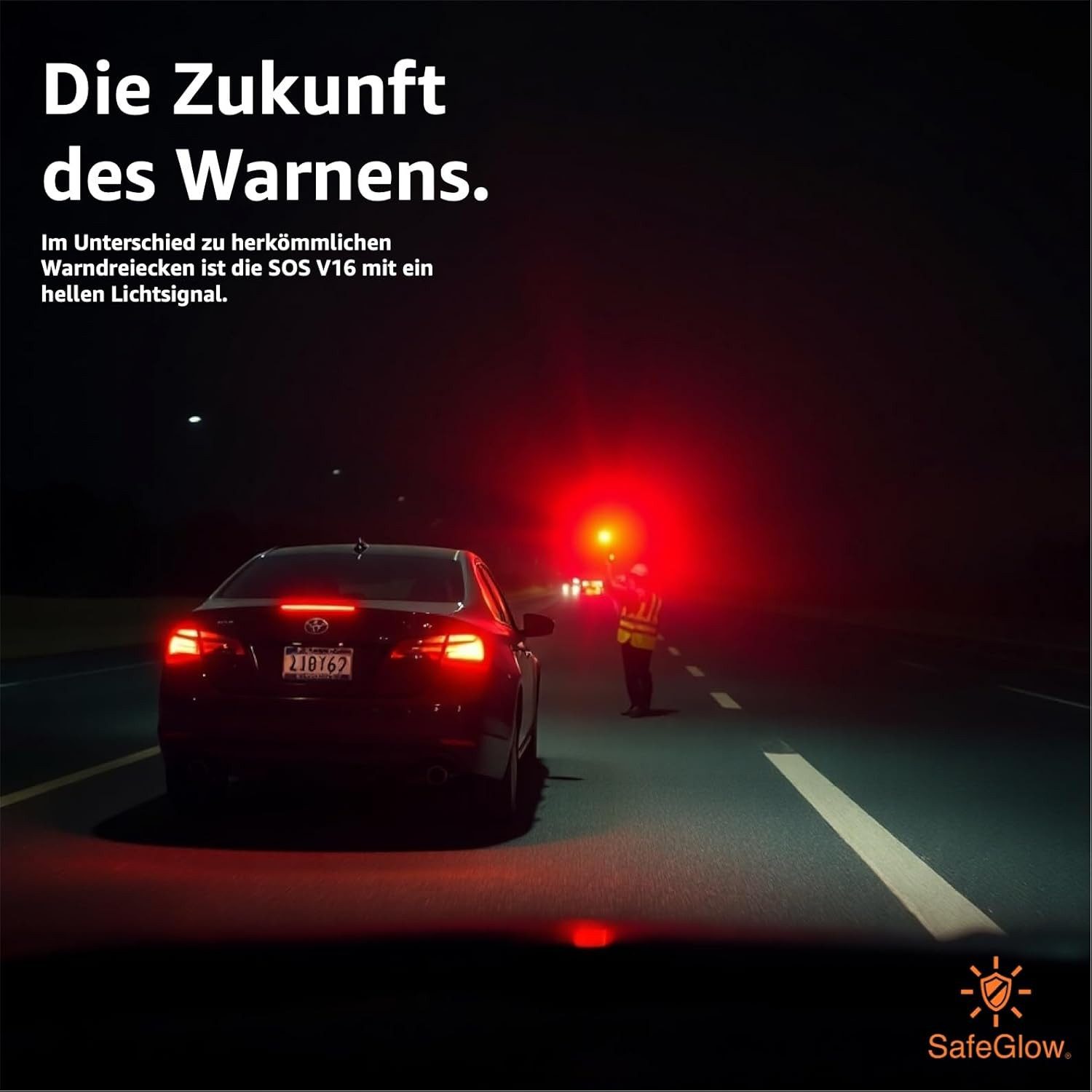 Safeglow LED-Warndreieck Warnleuchte V16 EU IDADA 21020060 Warndreieck Auto & Motorrad (Packung)