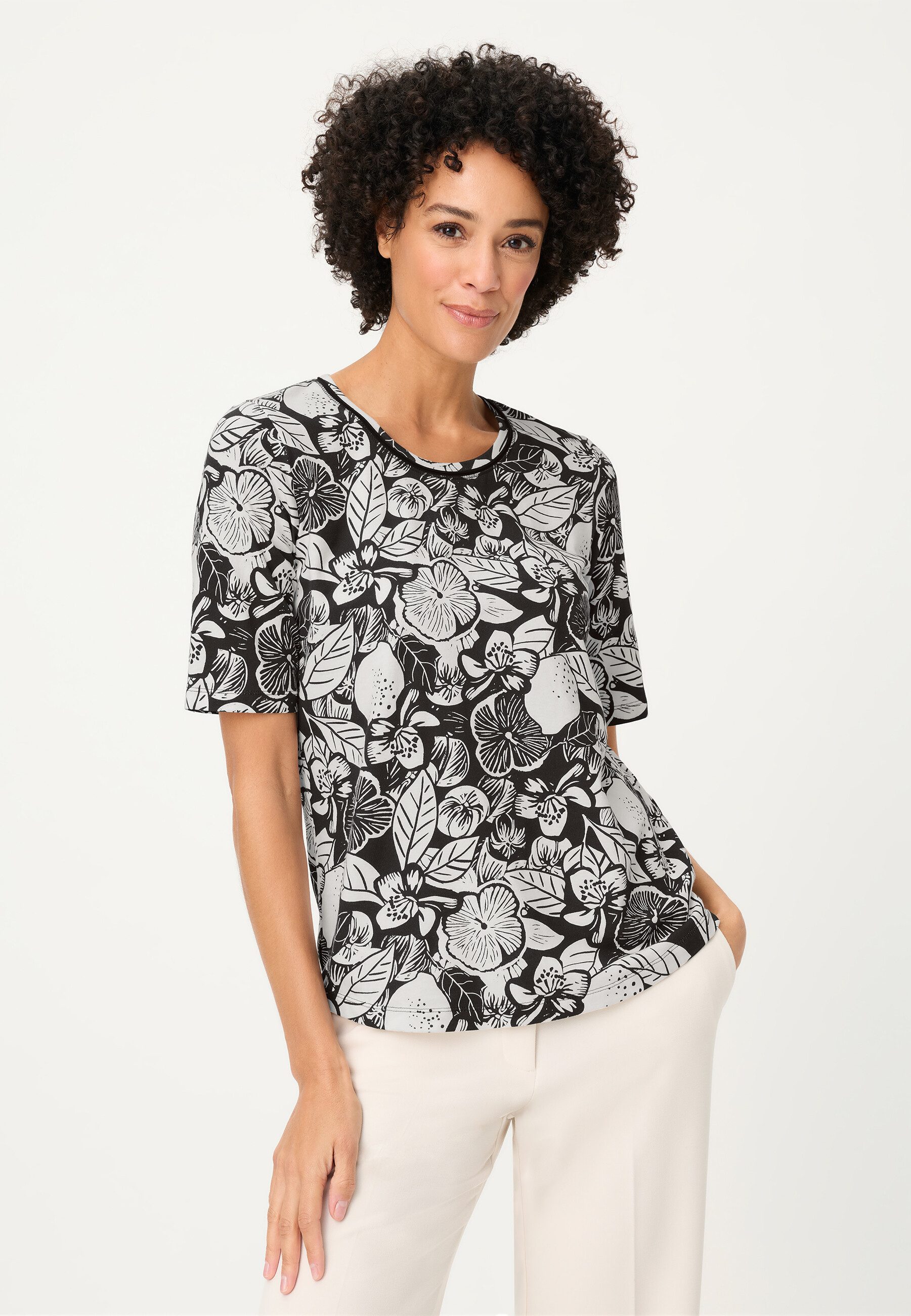Olsen T-Shirt Shirt mit Allover-Dessin