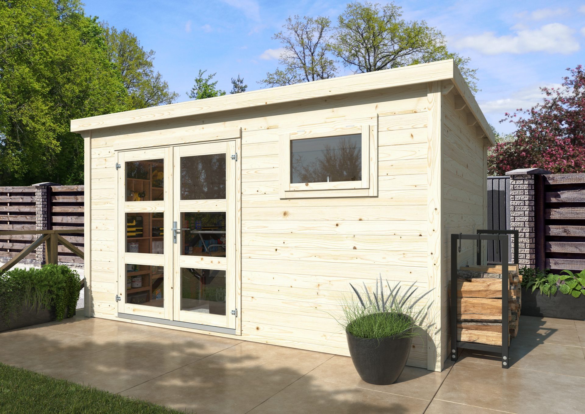 Gartenhaus Flachdach Holz Aktion 67