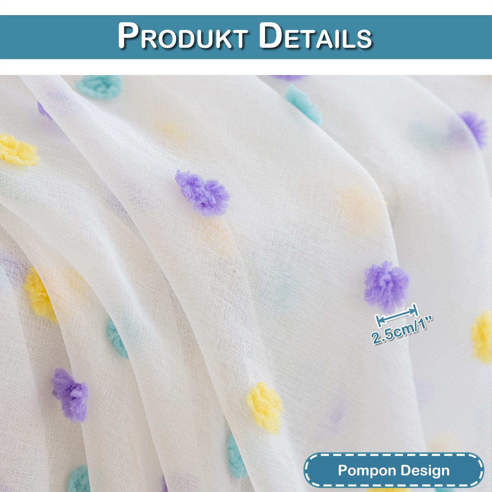 Sunicol Gardine Weiß Transparenter Vorhang mit Pompom, Boho Gardinen (1 St) günstig online kaufen