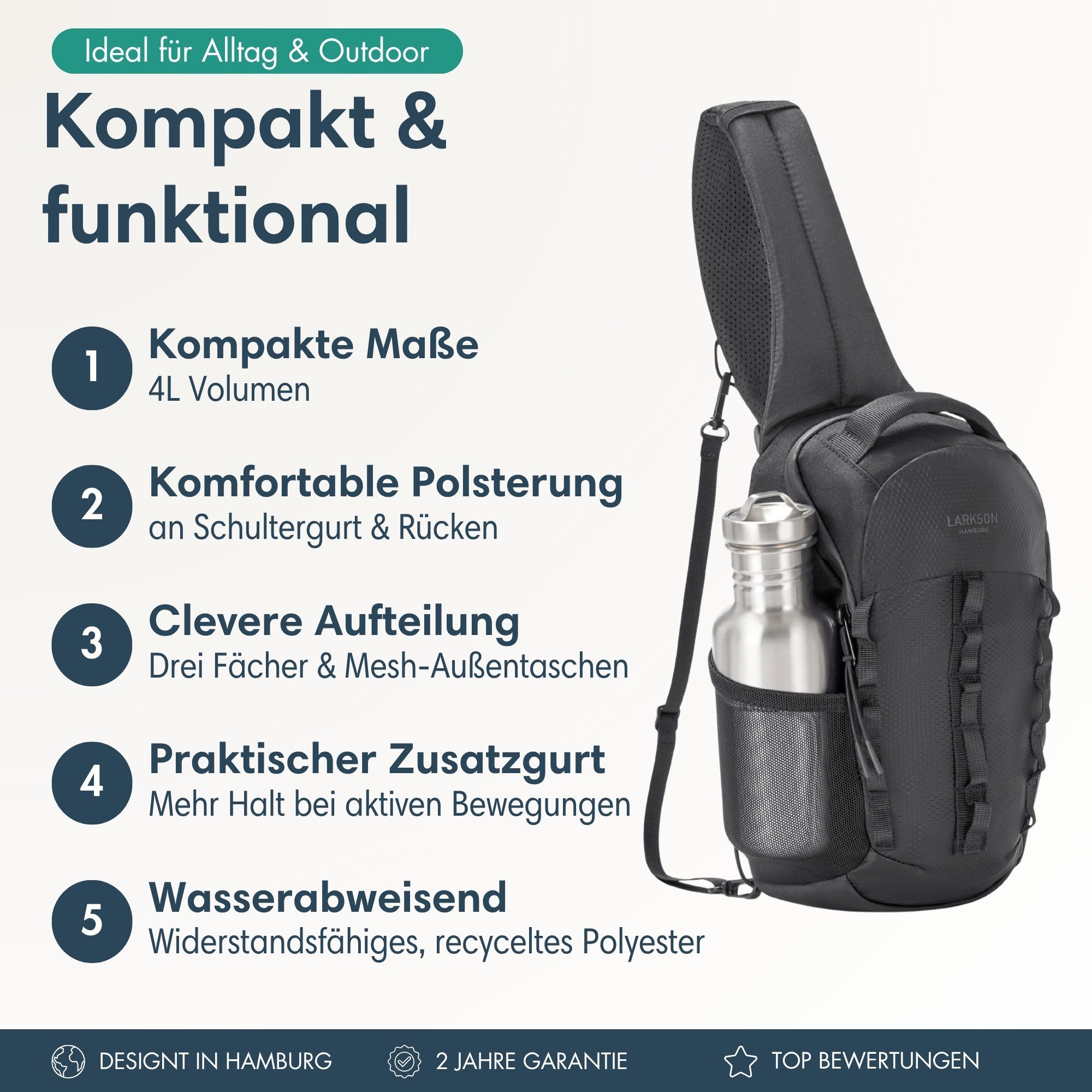 LARKSON Umhängetasche Klint Sling Bag 4 L, Funktionale Umhängetasche, Schul günstig online kaufen