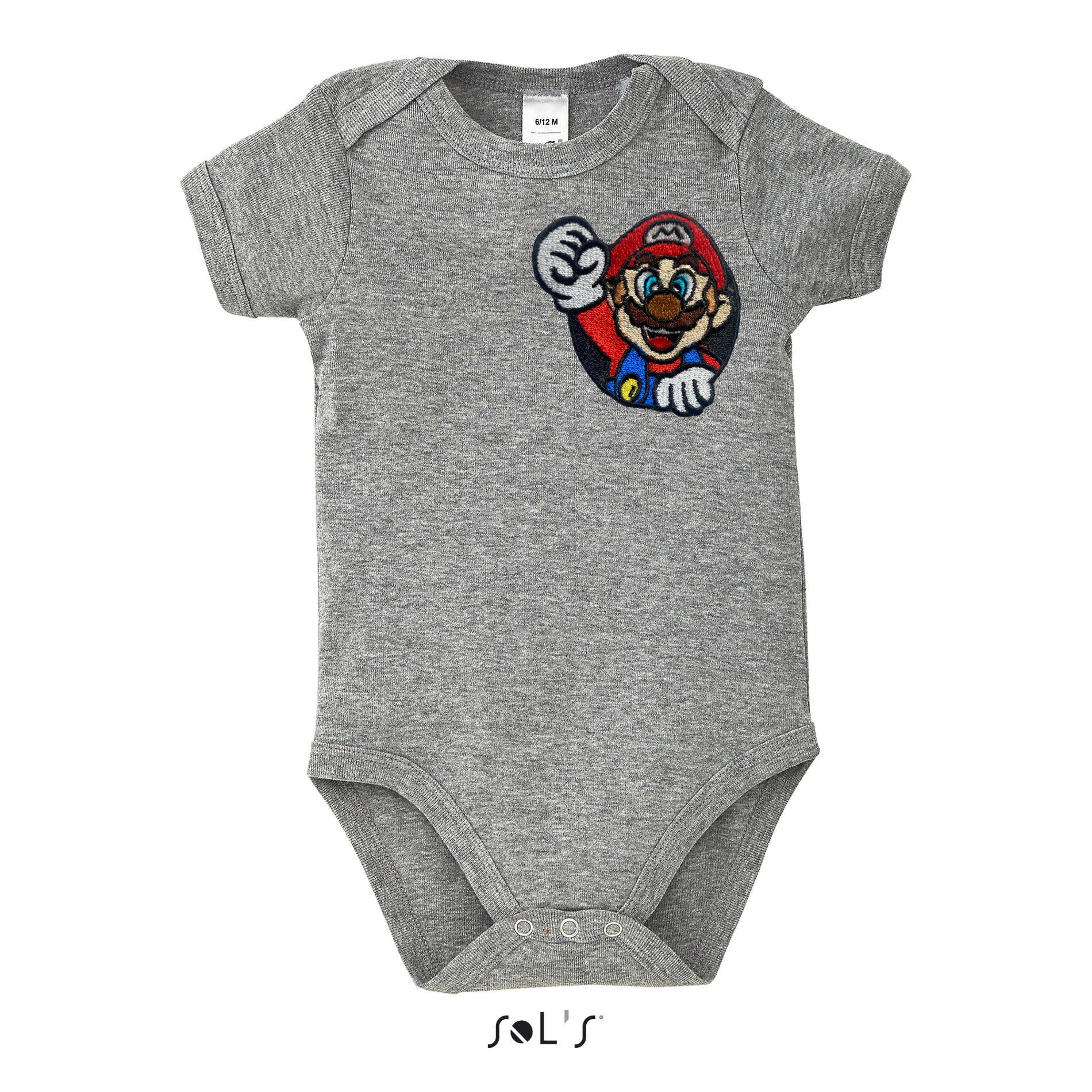 Strampler Baby Body Super Mario Motiv Luigi Wario Yoshi Peach Patch Retro Design
