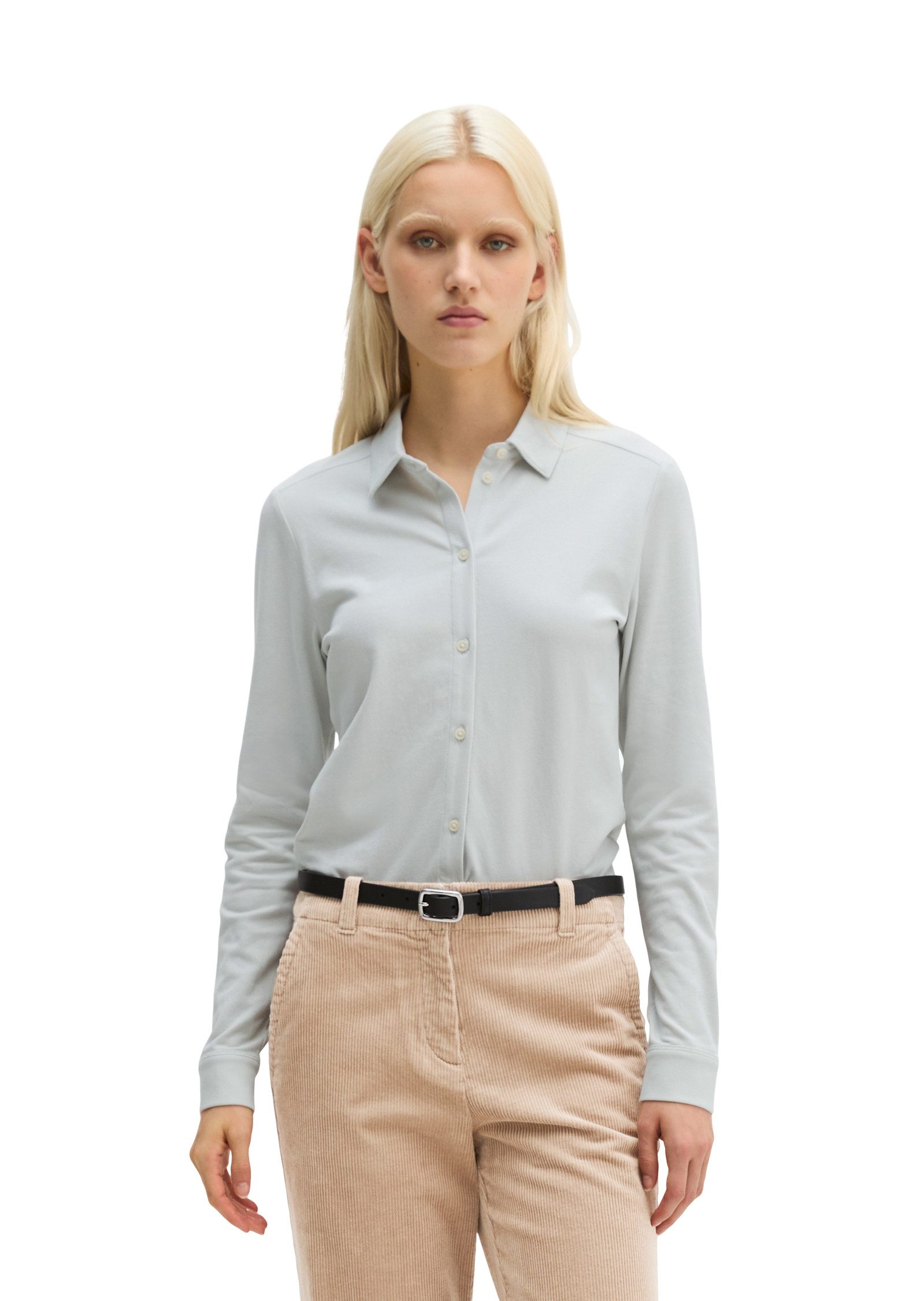 Marc O'Polo Langarm-Poloshirt aus gebrushtem Single Jersey