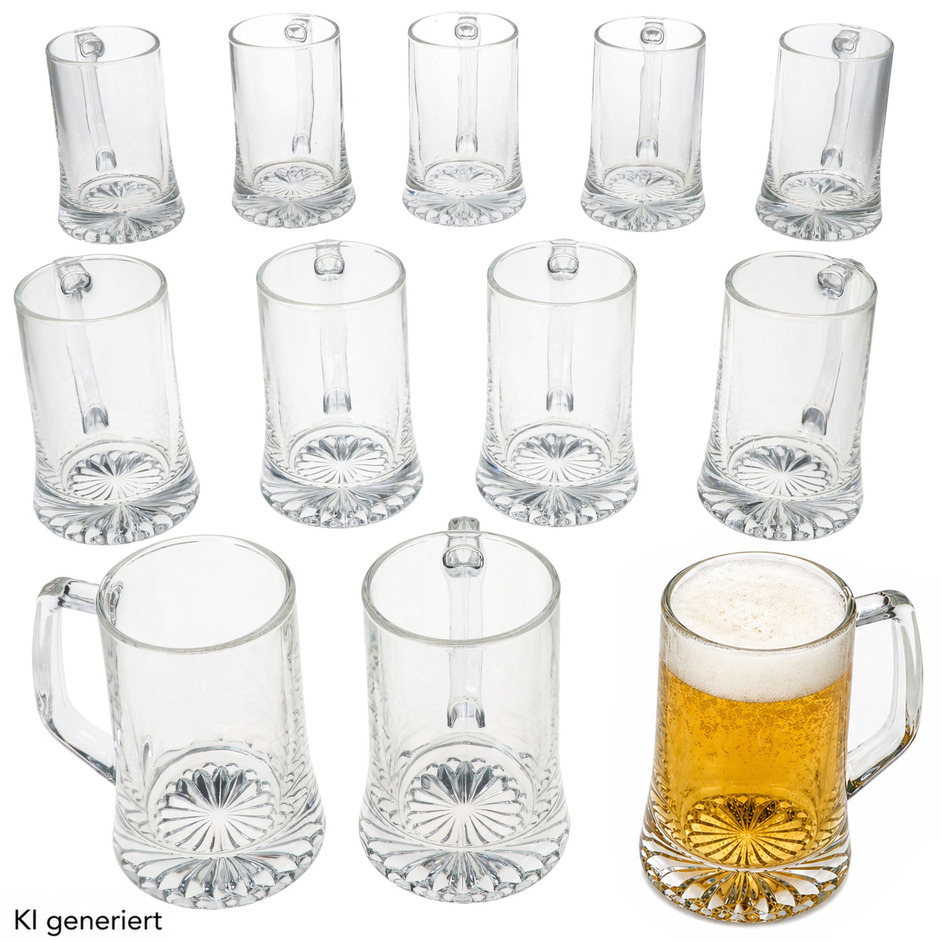 MamboCat Bierglas 12x Bierkrug Akki 0,2L mit Sternboden & Henkel Bierseidel 200ml Glas, Glas
