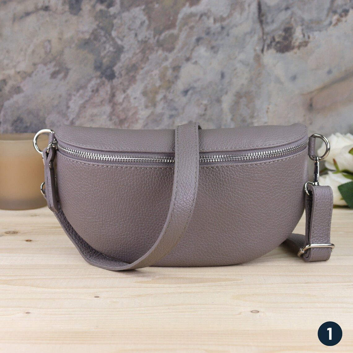 Blade Umhängetasche Bauchtasche Damen Echtleder Umhängetasche Brusttasche Gürteltasche, als Schultertasche tragbar mit Verstellbare Schultergurte