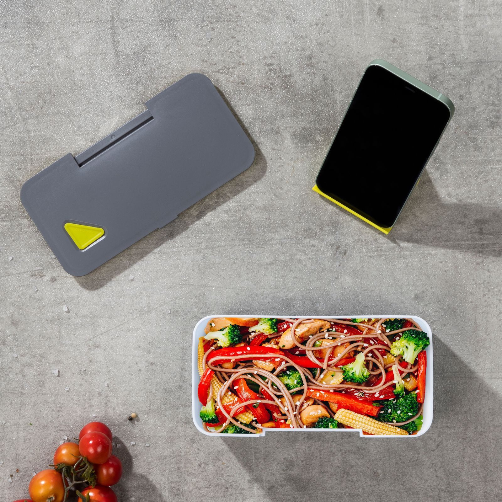 Gravidus Lunchbox Lunchbox mit Handyhalterung Brotdose mikrowellengeeignet