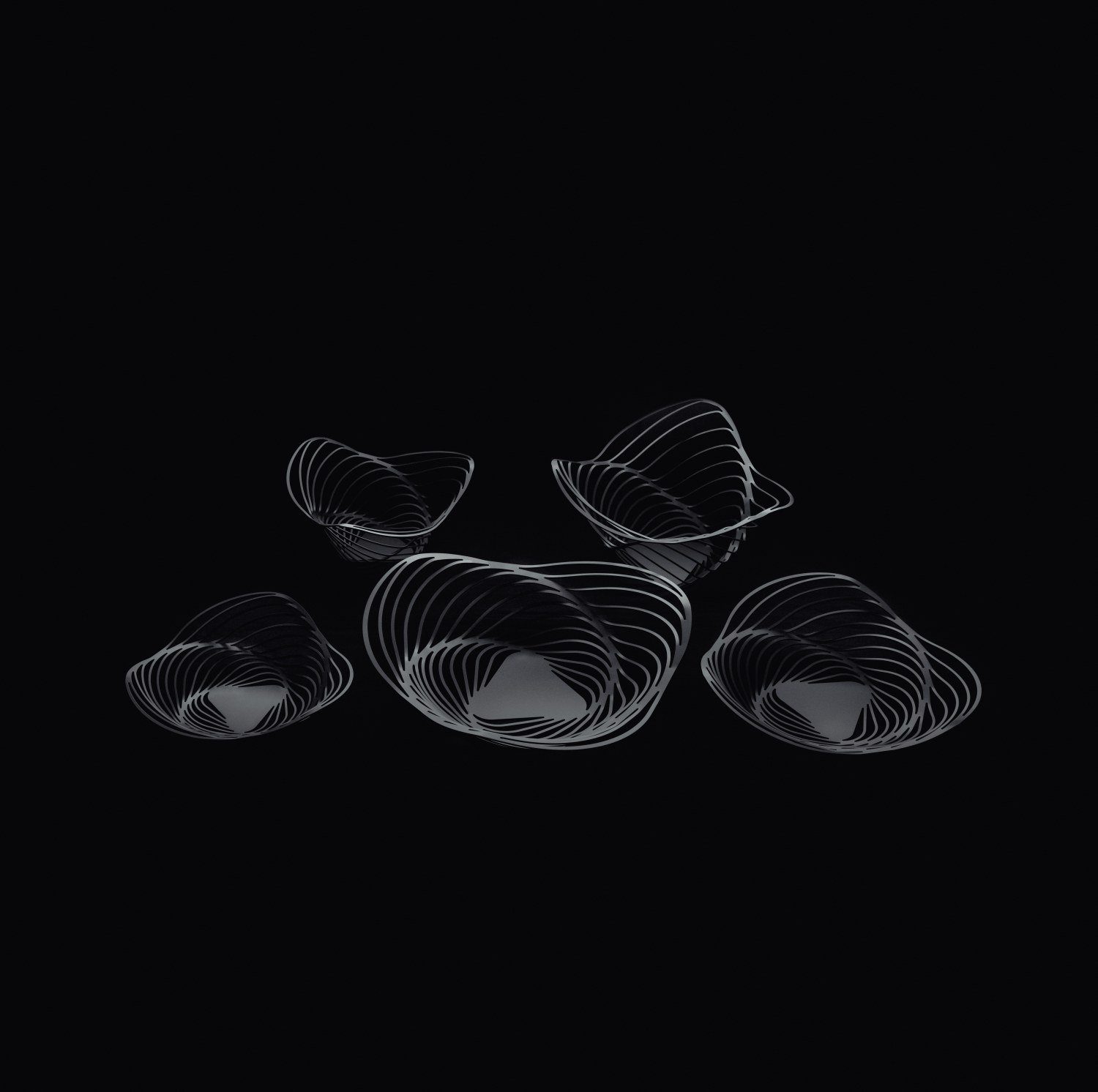 Alessi Obstschale Trinity Schwarz 33 cm, Epoxidharzbeschichteter Stahl