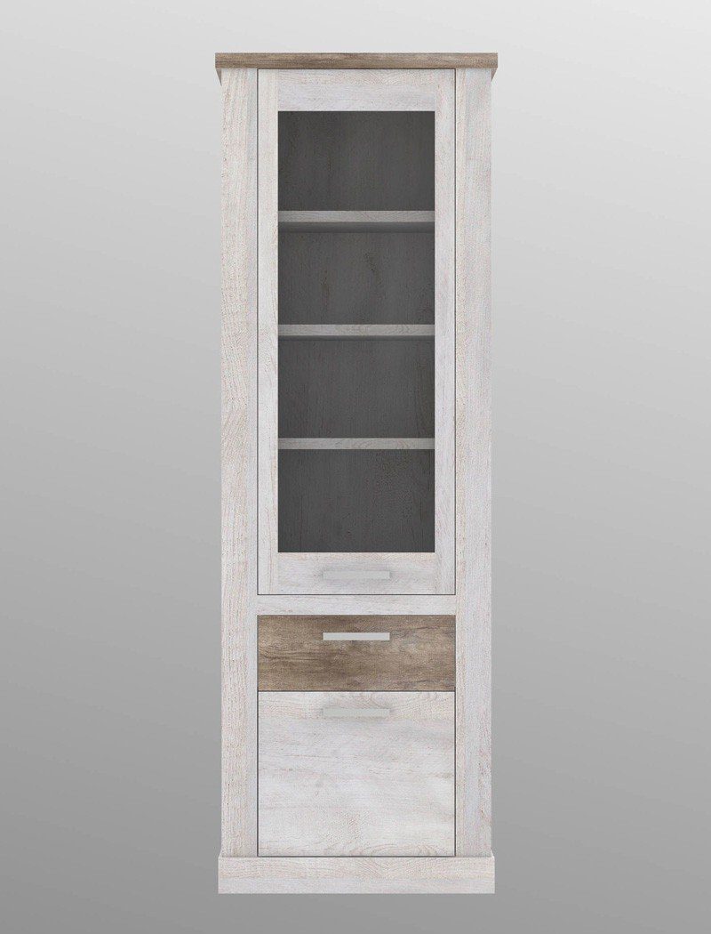 8 Durio Metallgriffen 71x212x41 cm mit Pinie expendio Vitrine weiss