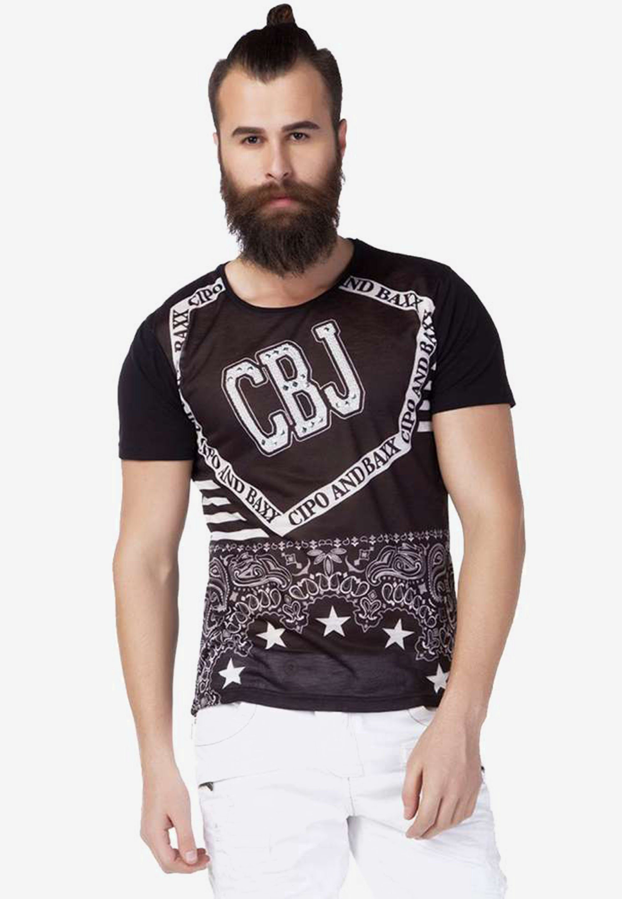 Cipo & Baxx T-Shirt Frontprint mit coolem
