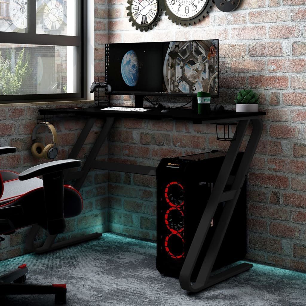 vidaXL Schreibtisch Gaming-Schreibtisch mit ZZ-Gestell Schwarz und Rot 110x60x75 cm