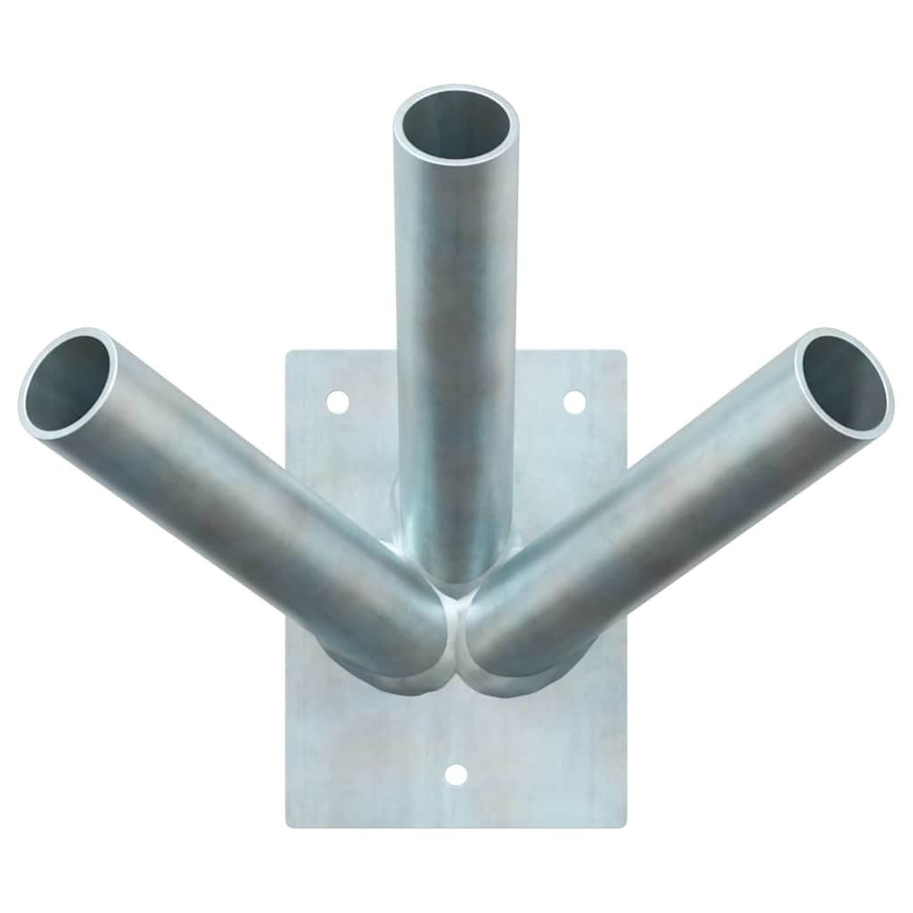 vidaXL Tandemstangen-Halterung Fahnen Pole Holde Silber 10,5 x 7,5 x 0,2 cm Stahl, (1-St)