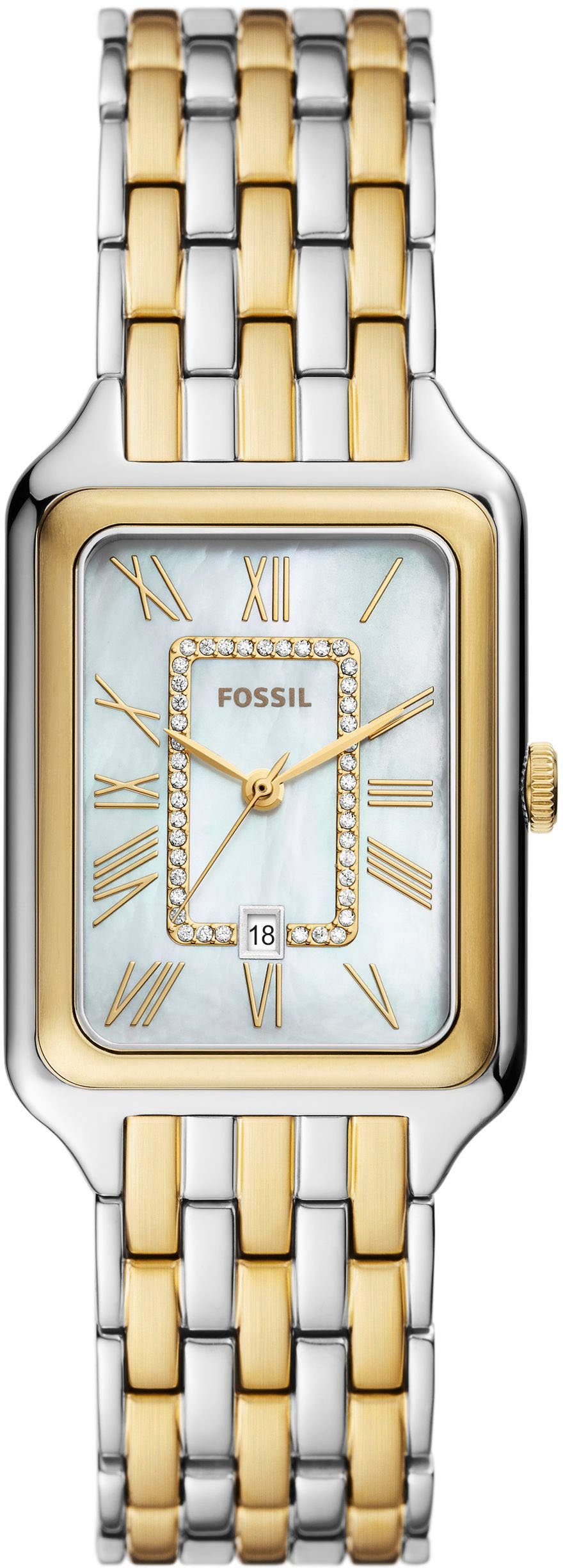 Fossil Quarzuhr RAQUEL, ES5305, Armbanduhr, Damenuhr, Perlmutt-Zifferblatt, Datum
