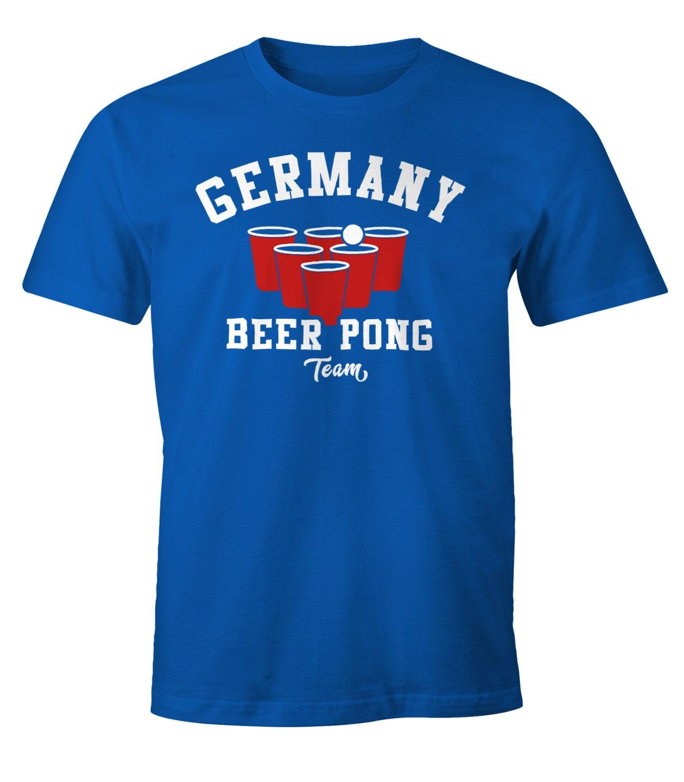 MoonWorks Print-Shirt blau Moonworks® Germany Bier Team Herren Fun-Shirt Print mit Pong Beer T-Shirt