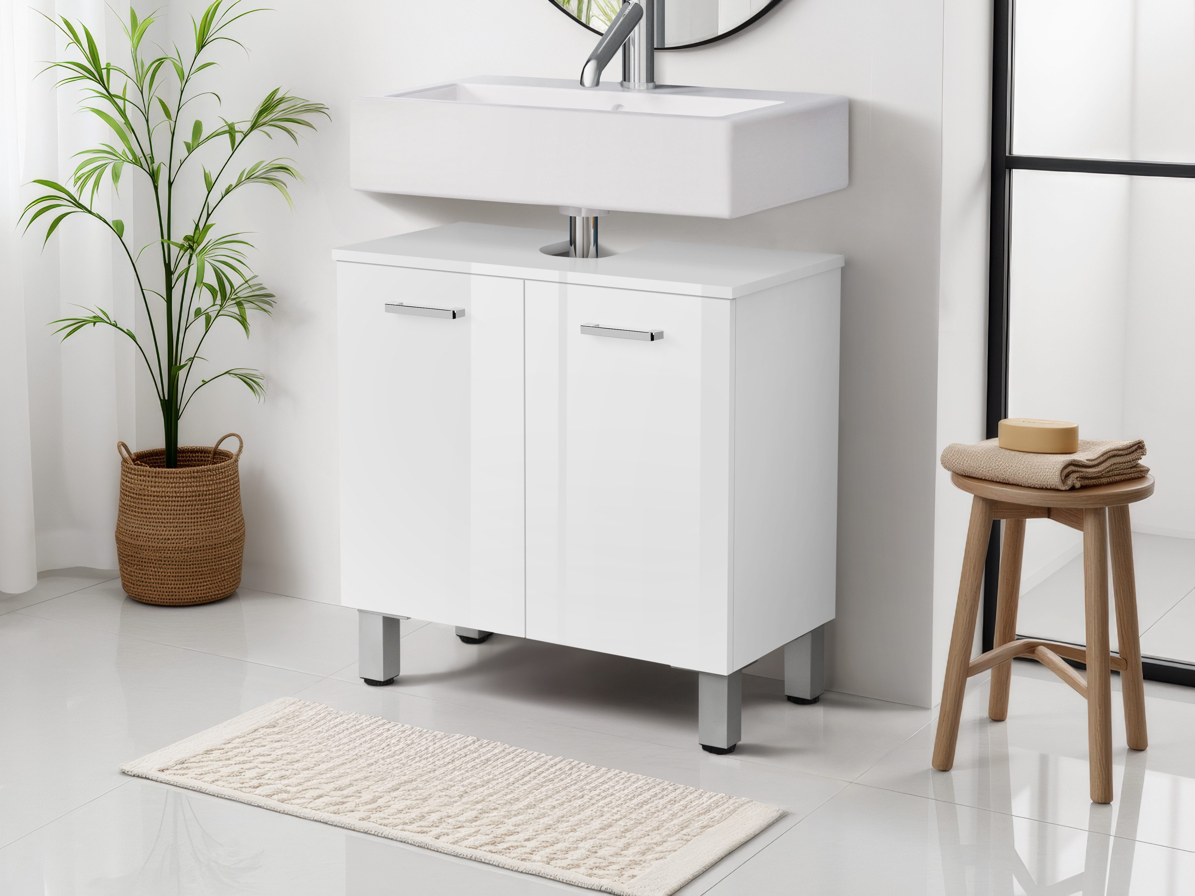 welltime Waschbeckenunterschrank Florenz,Breite 60cm, 2 Tür, 2 Fächer, mit günstig online kaufen