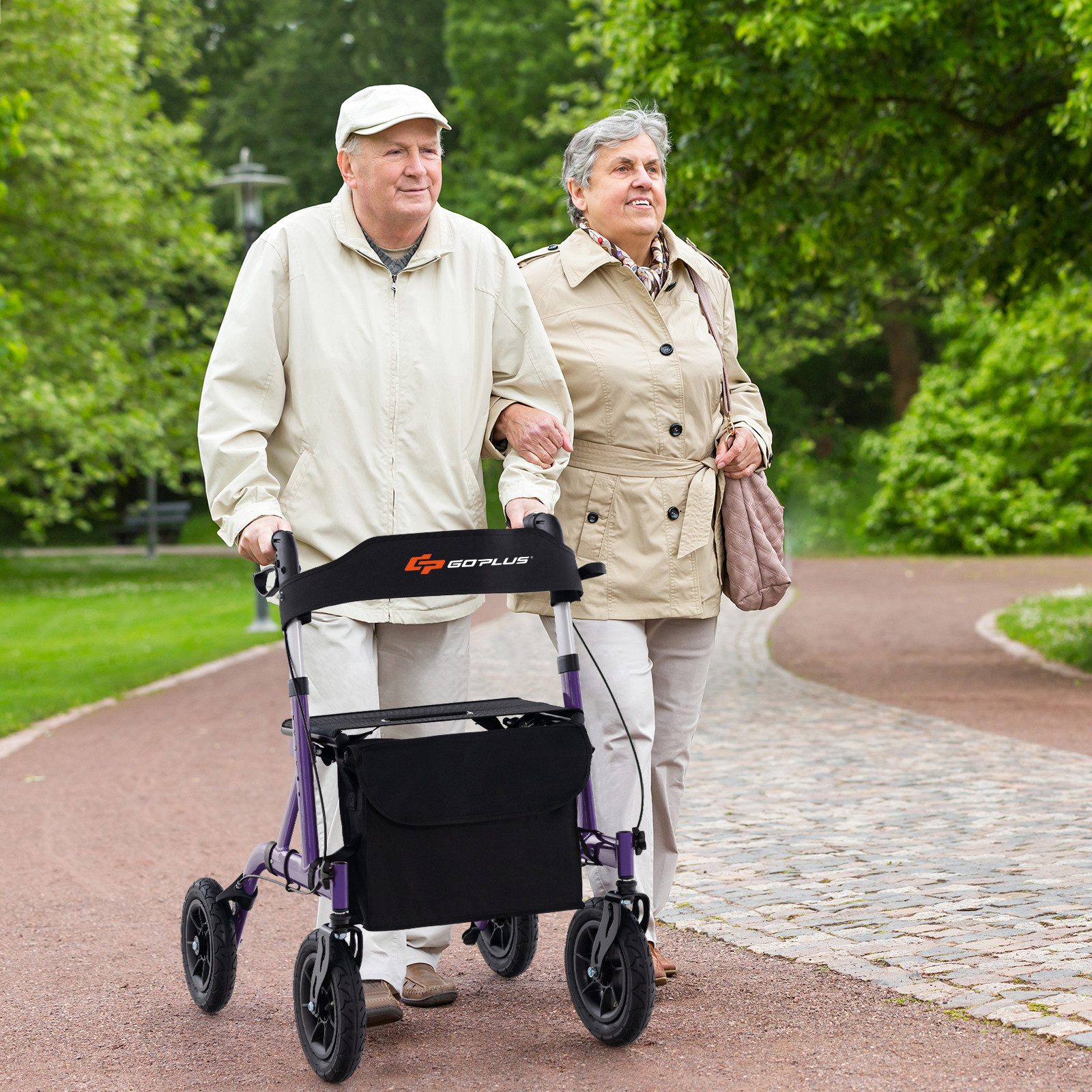 COSTWAY Rollator, 6-fach verstellbar Griff mit Handbremse bis 136kg faltbar