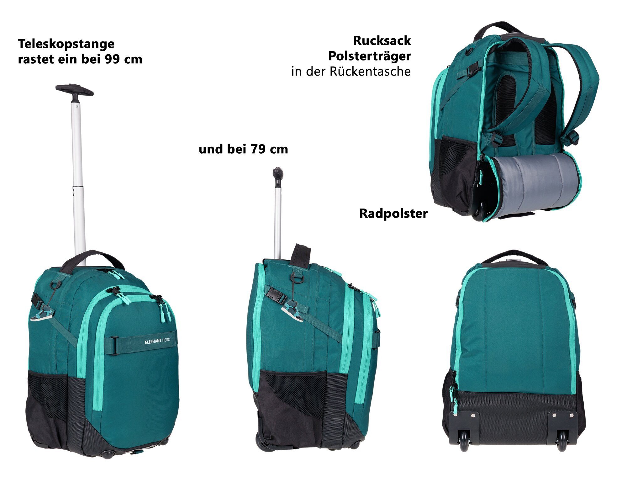 ELEPHANT Schulrucksack Trolley Hero Signature Schultrolley, Rucksacktrolley Daypack Trolly