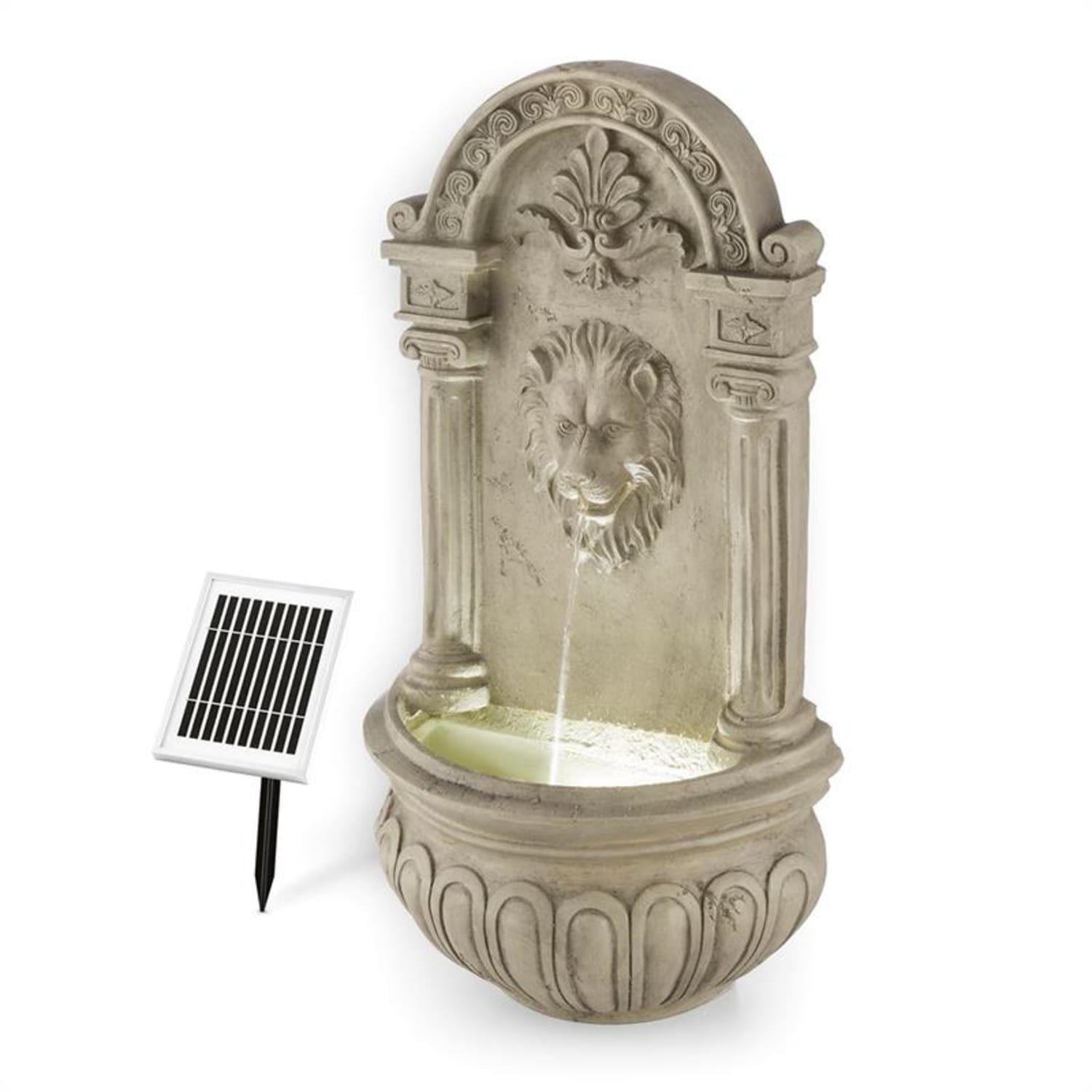 und 41 inkl. Wandbrunnen, Breite, brunnen (Set, Wasserspiel zier spring Pumpe,Solarpanel;LED-Beleuchtung outdoor Anschlussmaterial), zimmer terasse led-beleuchtung solar cm blumfeldt Löwenstein