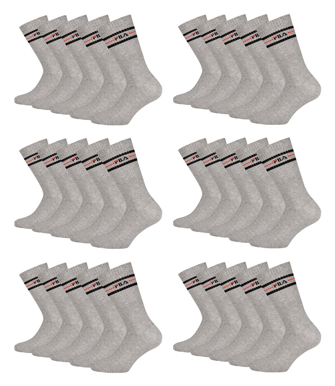 400 Sportsocken grey Fila Bündchen Vintage weichen Tennissocken mit (15-Paar)