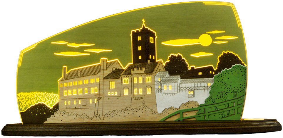 Weigla LED Dekolicht Wartburg, LED Motiv Erzgebirge wechselbar, Neutralweiß, beidseitiges Wartburg/Eisenach/Thüringen, garantiert