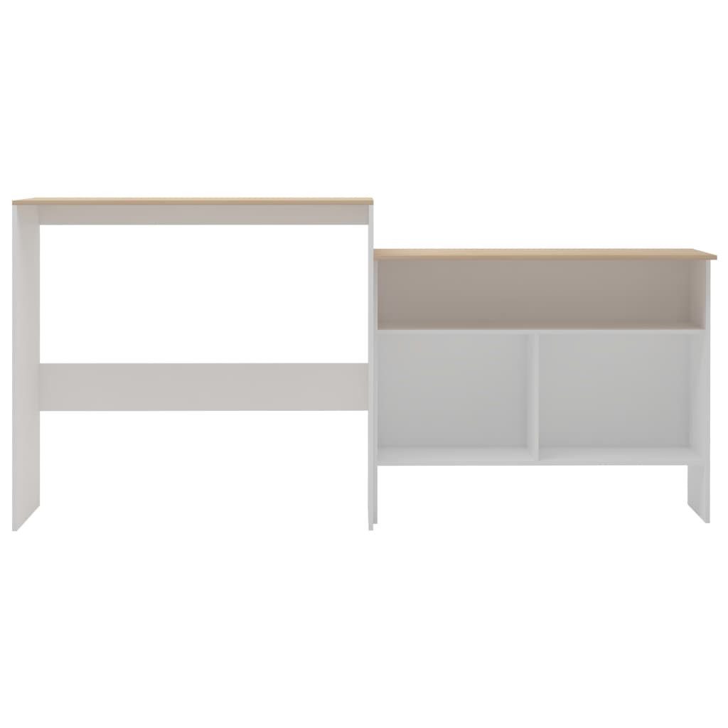 vidaXL Esstisch Bartisch mit 2 Tischplatten Weiß und Eichefarben 130x40x120 cm (1-St)