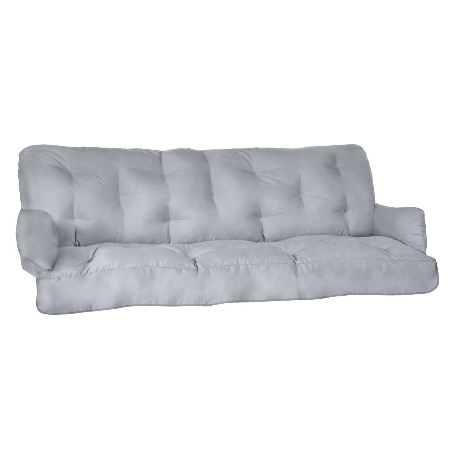 Beautissu Sitzauflage Sitzkissen für Hollywoodschaukel Flair HS, 180x50x8cm, Hellgrau, Garten Auflage mit Zwei Kissen, Polster für Gartenbank Polsterauflage
