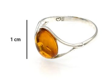 MyBer® Silberring Ring Bernstein oval hell braun honigfarben Bernsteinring (1-tlg., filigrane Ausführung, Echter Ostseebernstein), Sterling Silber 925er, handgefertigt