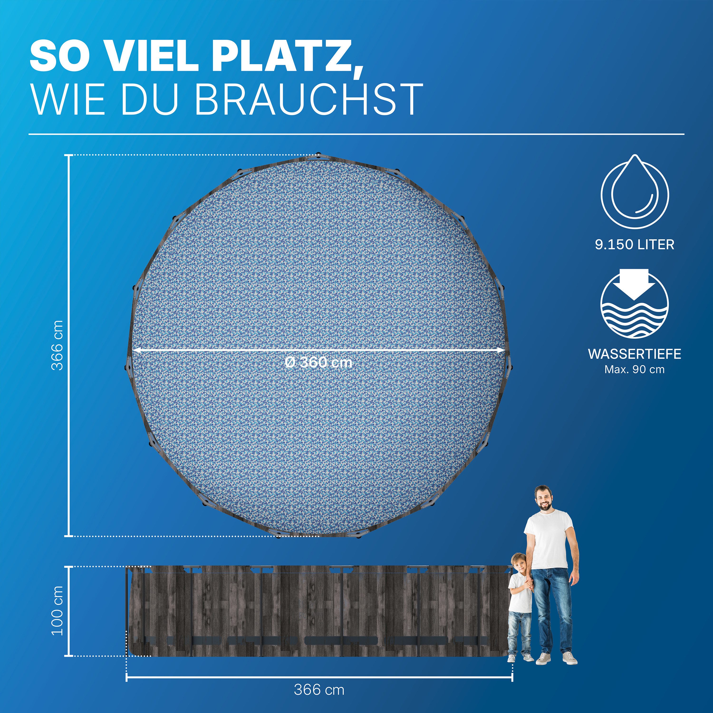 Bestway Framepool Steel Pro MAX (Packung, ohne Zubehör), Ø 366 x 100 cm