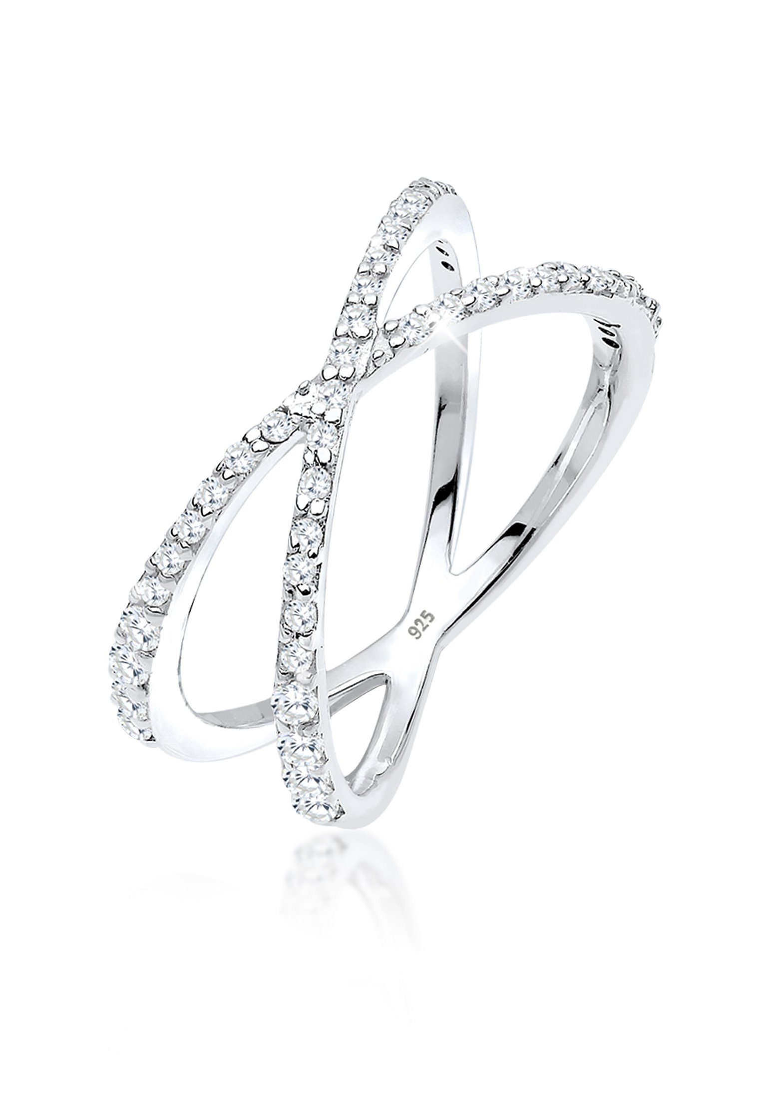 Elli Fingerring Silberring Kreuz mit Zirkonia 925 Silber, Kreuz