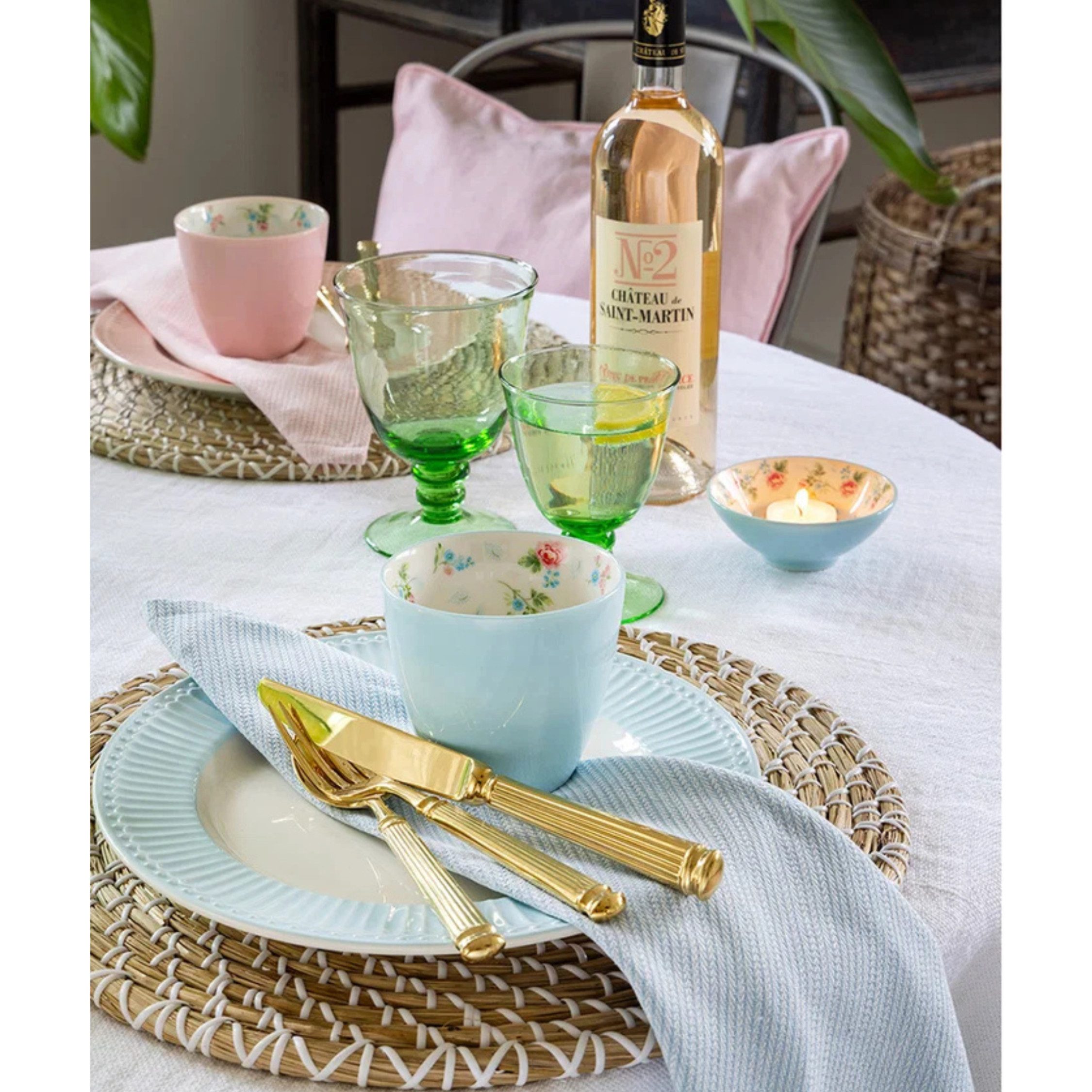 Greengate Stoffserviette GreenGate Stoffserviette Alicia hellblau