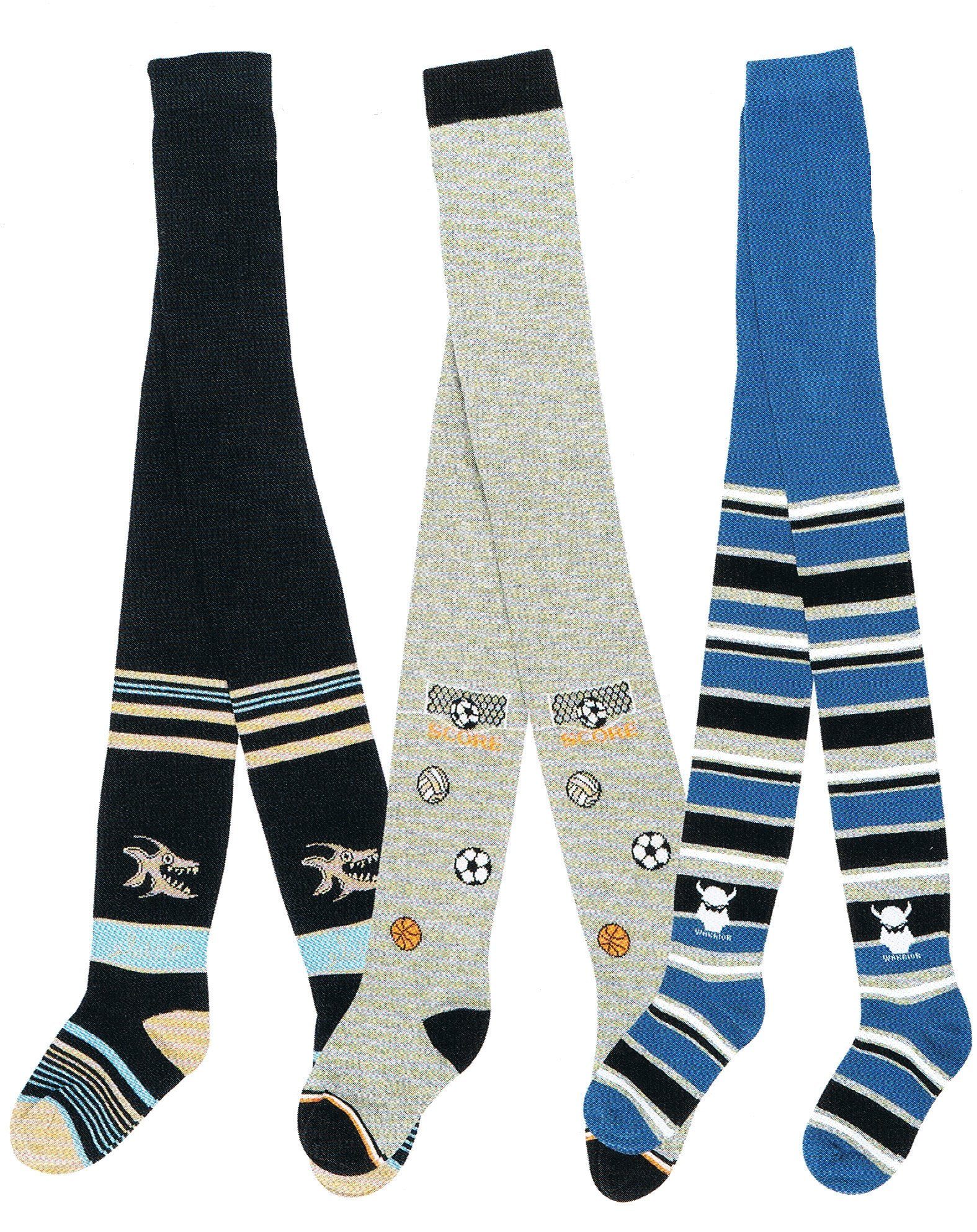 Strickstrumpfhose Riese Jungen 3er Pack Strumpfhose Fußball Motorrad 3x Strumpfhosen