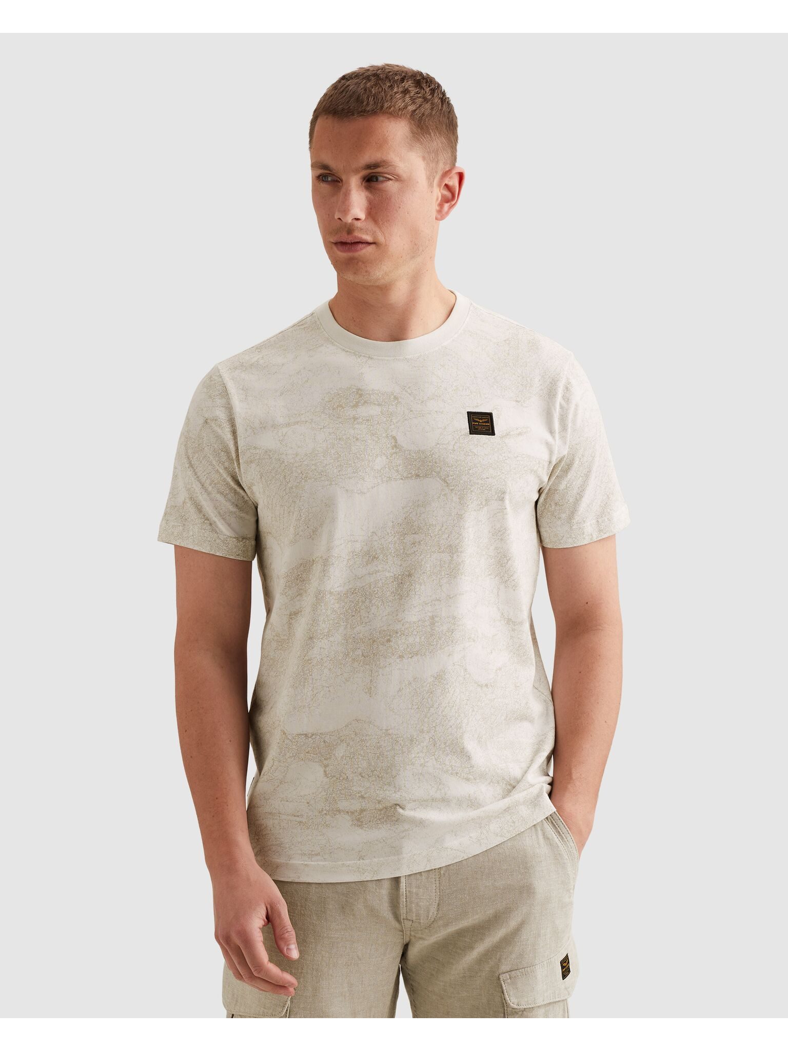 PME LEGEND T-Shirt Short sleeve r-neck single jersey aop mit Logo Stickerei