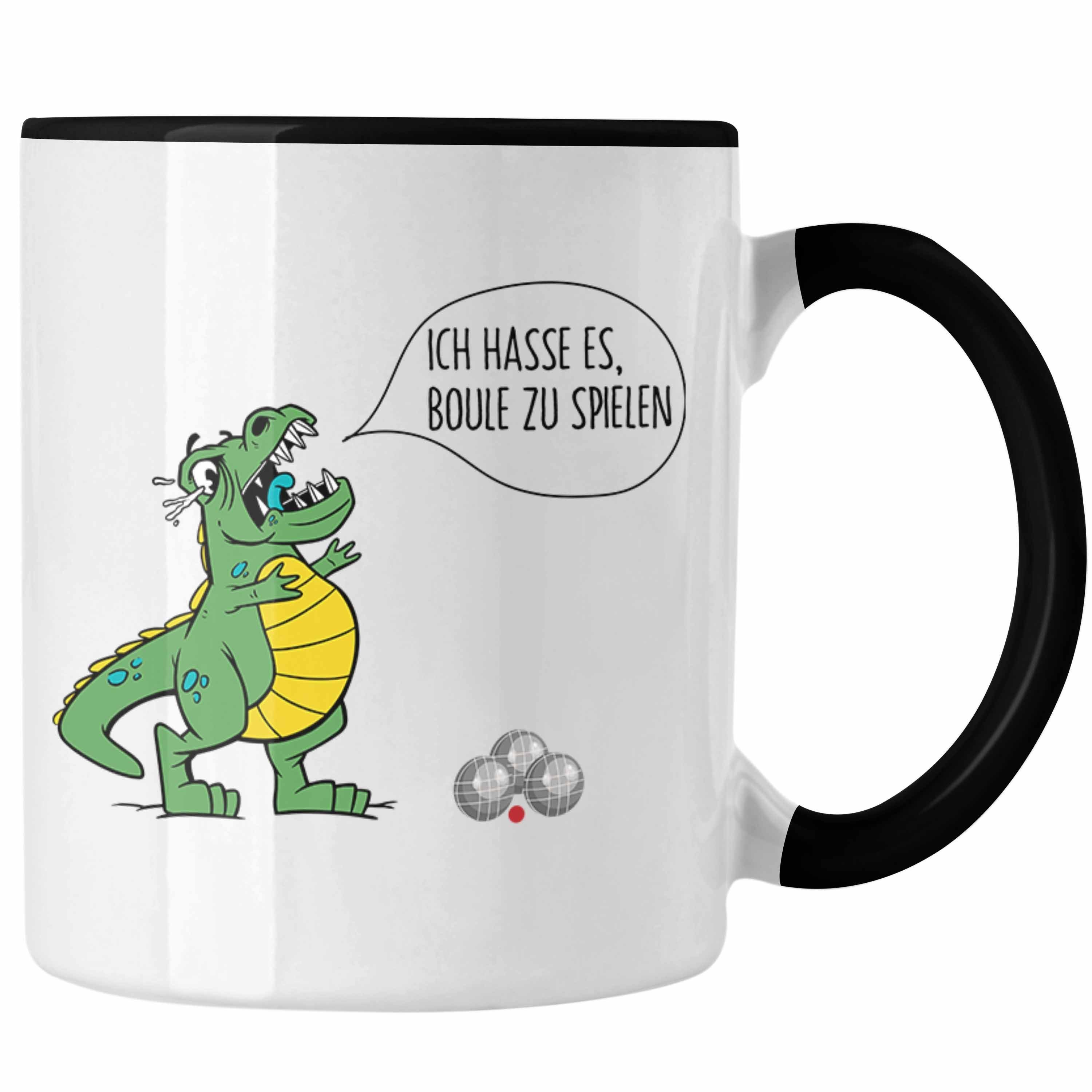 Ich Tasse Geschenk Dino Boule-Spieler Trendation T-Rex Tasse Boule Spruch Schwarz Geschenkidee