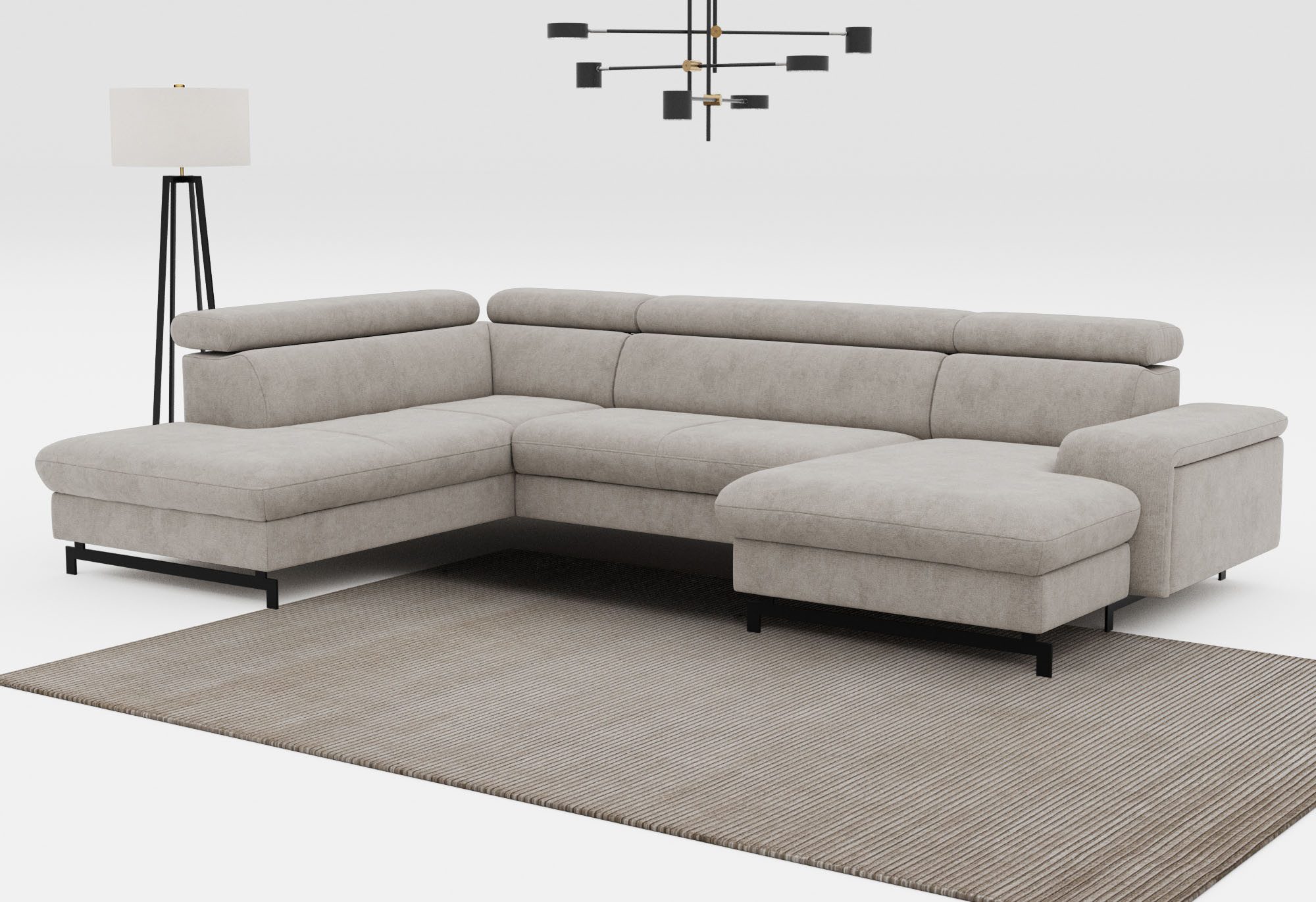 COTTA Wohnlandschaft Emma U-Form, B: 328 cm, mit Kopfteilverstellung, optional Bettfunktion & Bettkasten