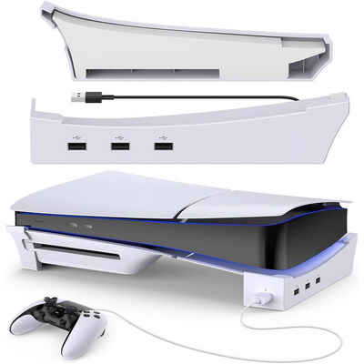 zggzerg Horizontaler Stand für PS5 Slim Konsole mit USB Hub, Standfuß Zubehör PlayStation 5-Controller