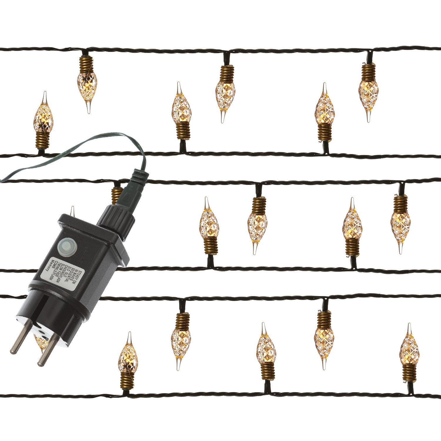 MARELIDA LED-Lichterkette Vintage 120 Mini Kristall Birnen 8 Funkt. 12m Weihnachtslichterkette, 120-flammig