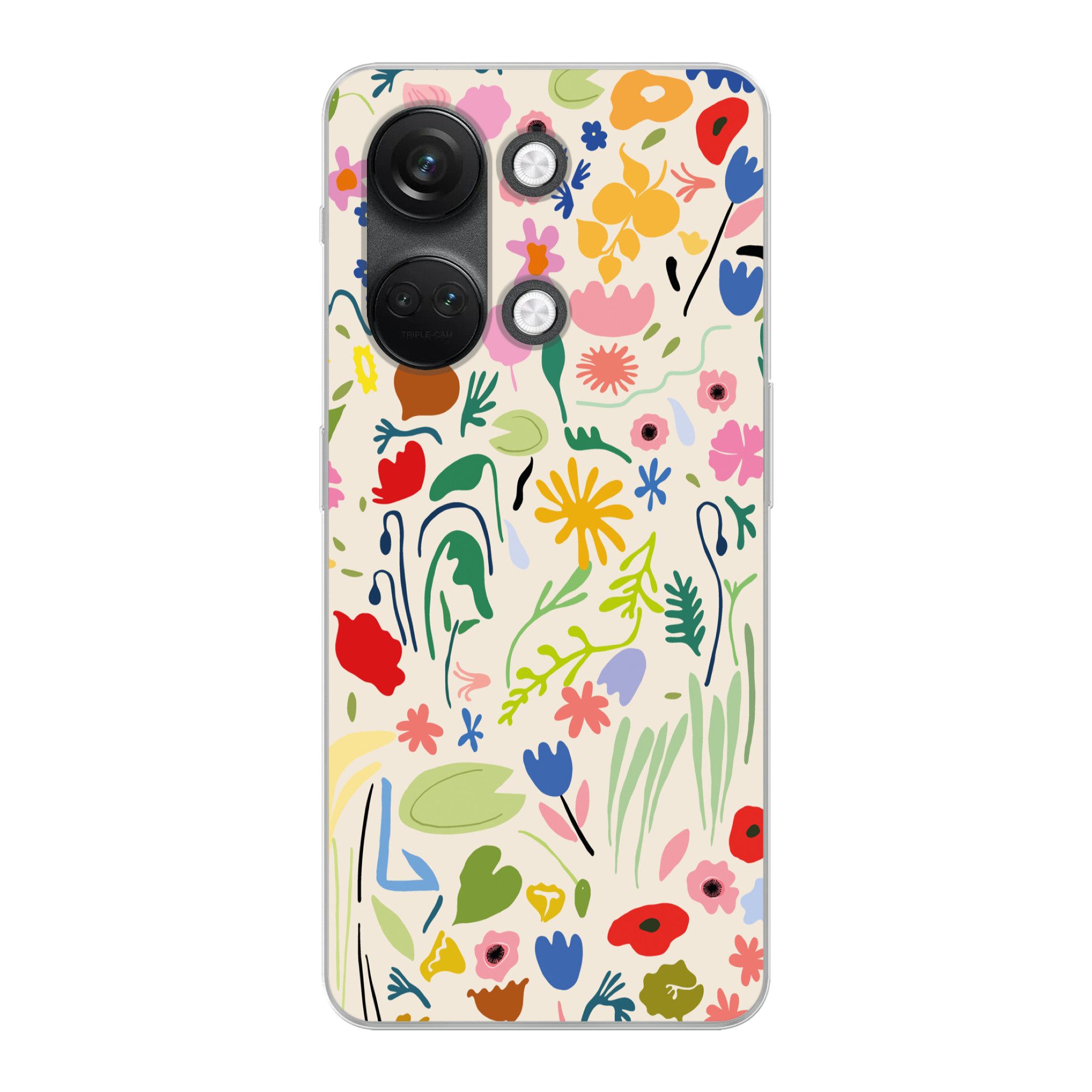 MuchoWow Handyhülle für OnePlus Nord 3 Blumen - Muster - Pflanzen, Phone Case, Silikon, Schutzhülle Dünn