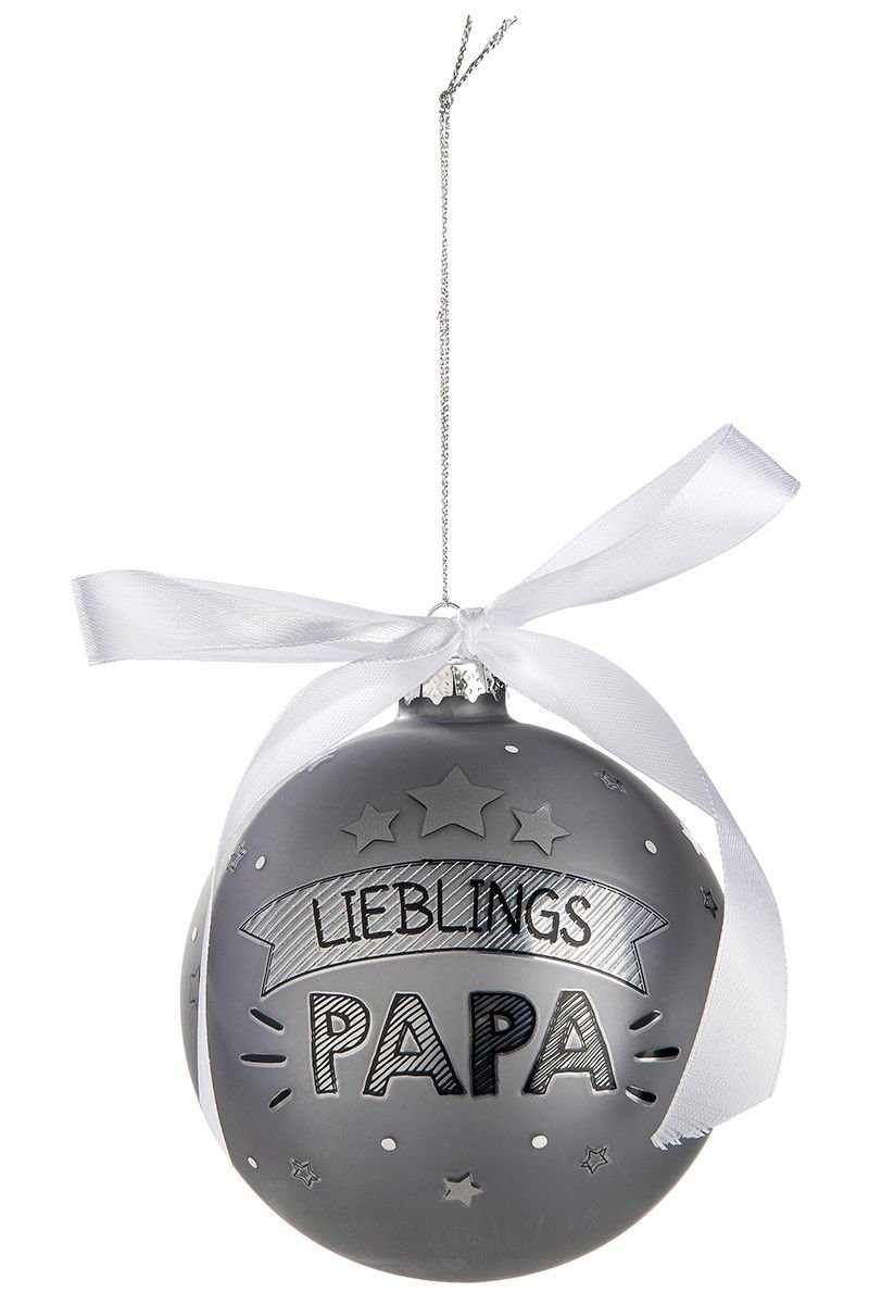 Set 'Lieblings Elegant - GILDE Glas Papa' Dekoobjekt 6er Grau/Silber/Schwarz, Baumkugel