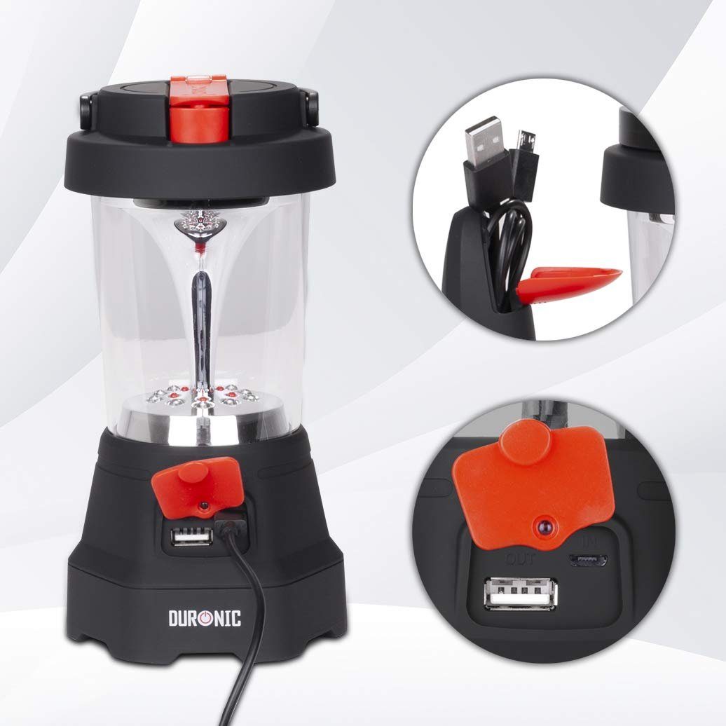Duronic LED Taschenlampe, Hurricane Lampe, Campinglampe mit Taschenlampe, Laterne