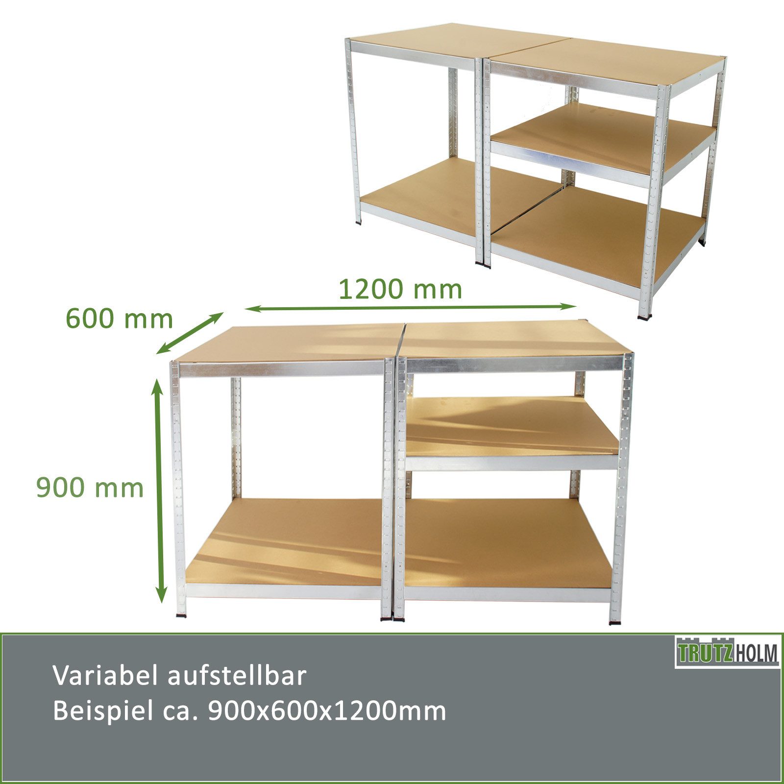 TRUTZHOLM Schwerlastregal Schwerlastregal 180x60x60cm 875 kg 5 Böden Regal günstig online kaufen