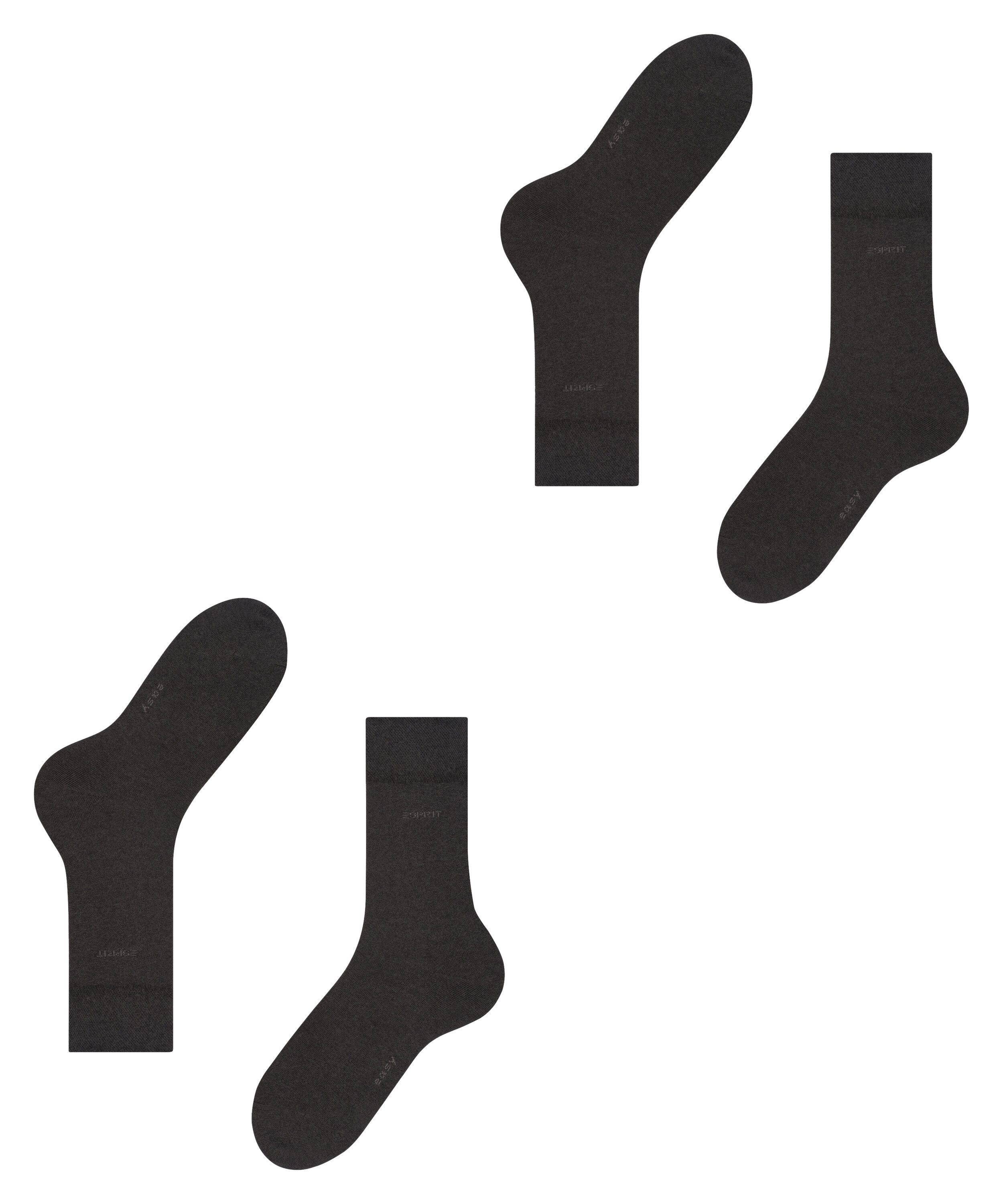 Esprit Socken Basic Easy (2-Paar, 2 Paar) druckfreier, breiter Komfortbund, atmungsaktiv, uni Socken