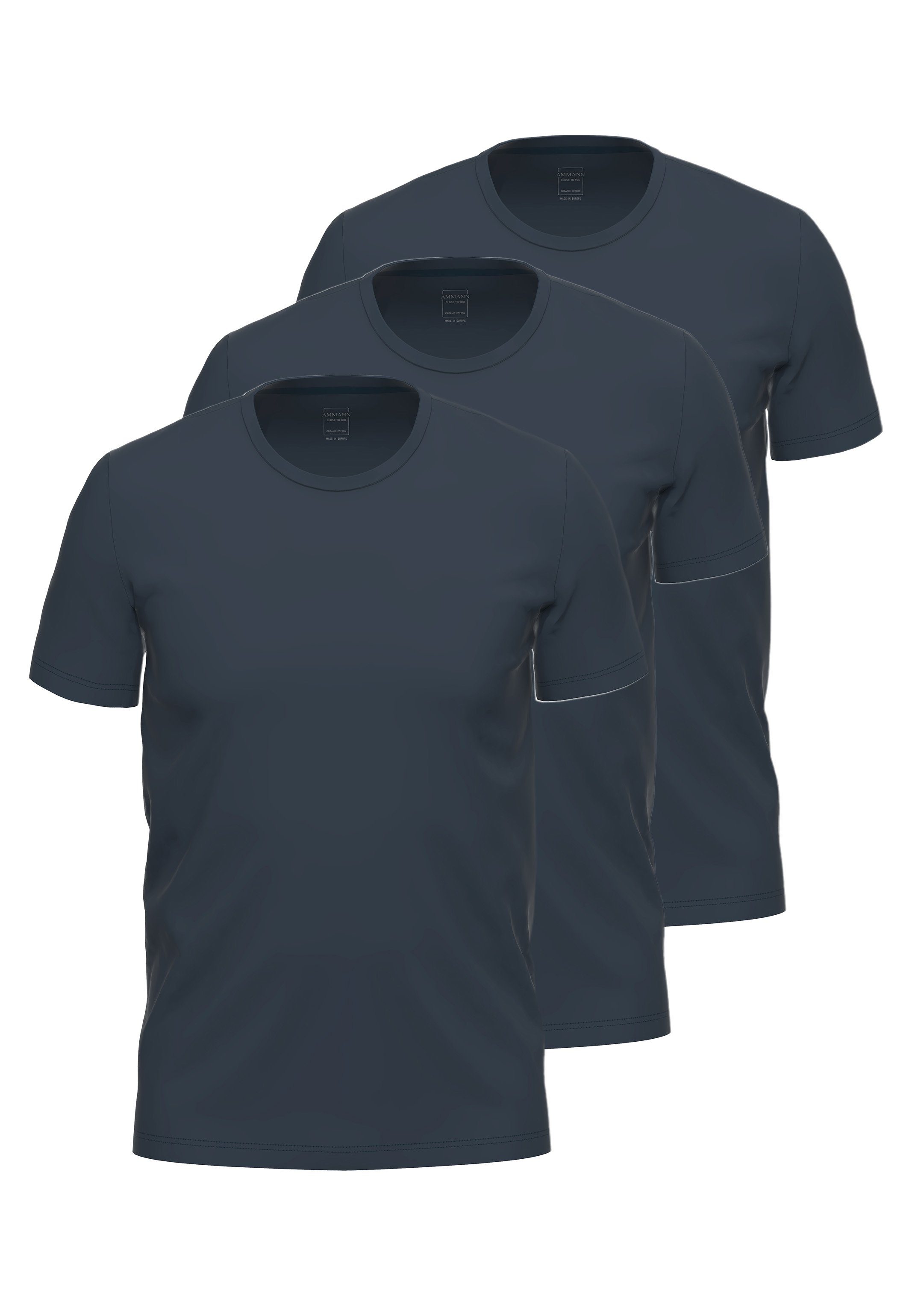 Kurzarm Close Unterhemd - Ammann Baumwolle / 3-St) Atmungsaktiv Nightblue to 3er Pack (Spar-Set, you Shirt Unterhemd -